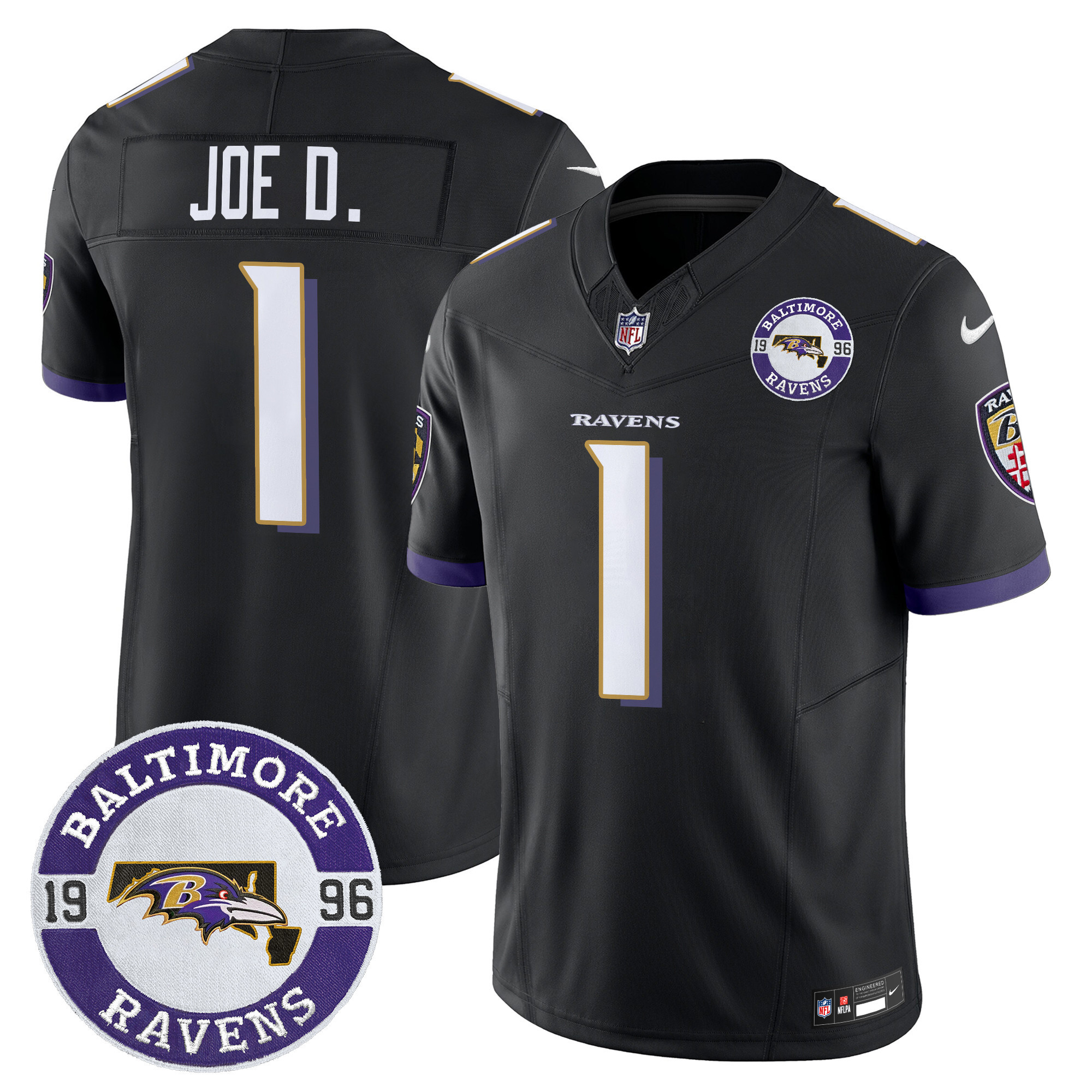 Joe D Men's Baltimore Ravens 2024 Vapor Limited Black Jersey - All Stitched