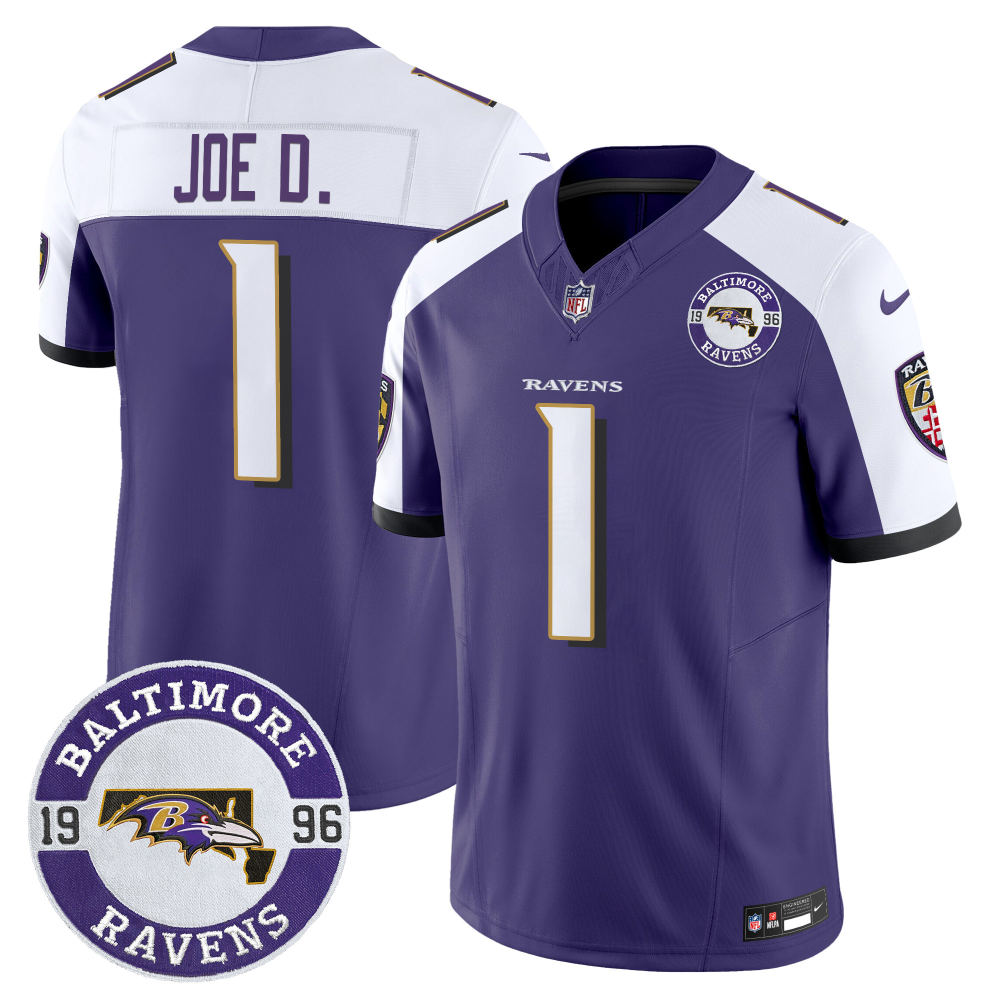 Joe D Men's Baltimore Ravens 2024 Vapor Limited Purple Alternate Jersey - All Stitched