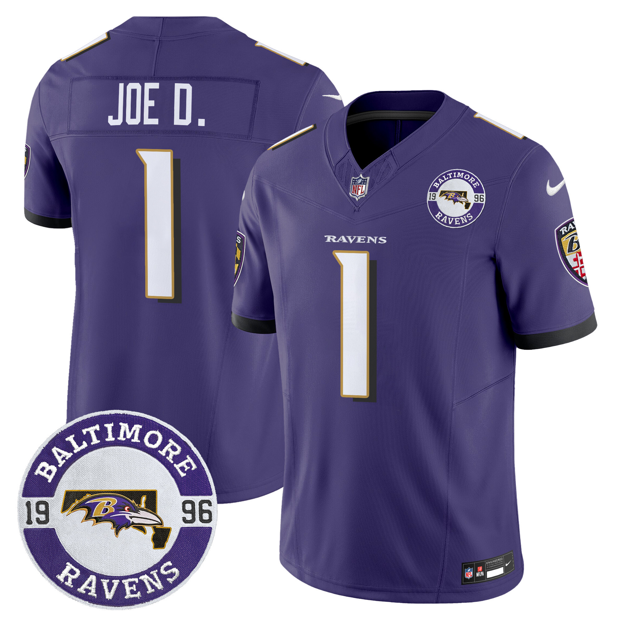 Joe D Men's Baltimore Ravens 2024 Vapor Limited Purple Jersey - All Stitched