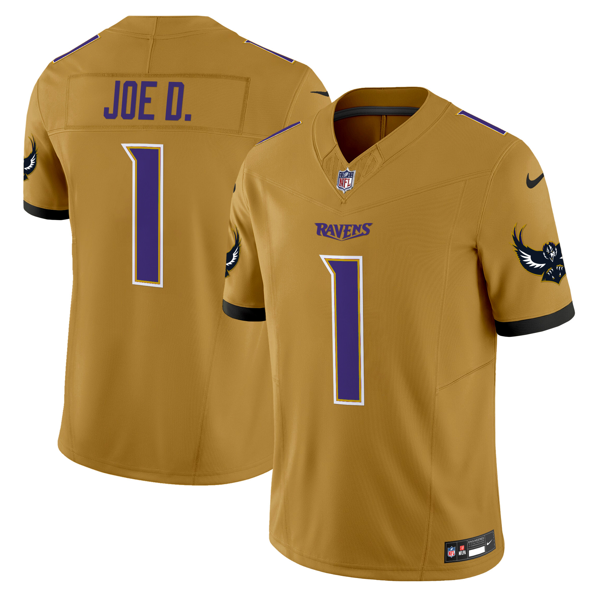 Joe D Men's Baltimore Ravens Special Vapor Limited Gold Jersey - All Stitched