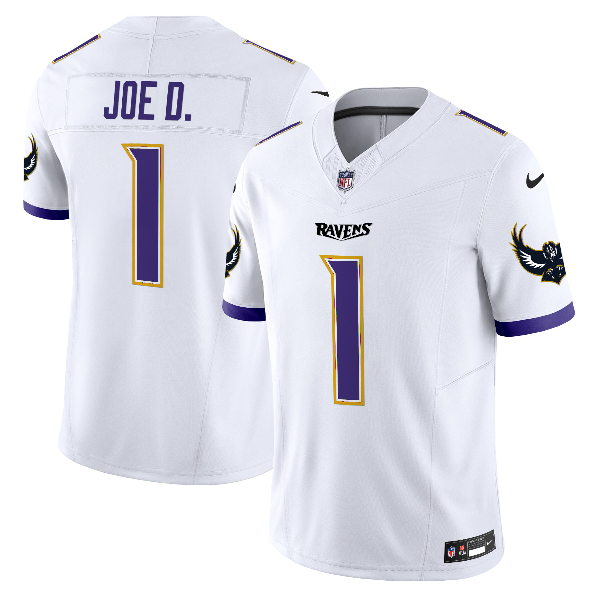 Joe D Men's Baltimore Ravens Special Vapor Limited White Jersey - All Stitched