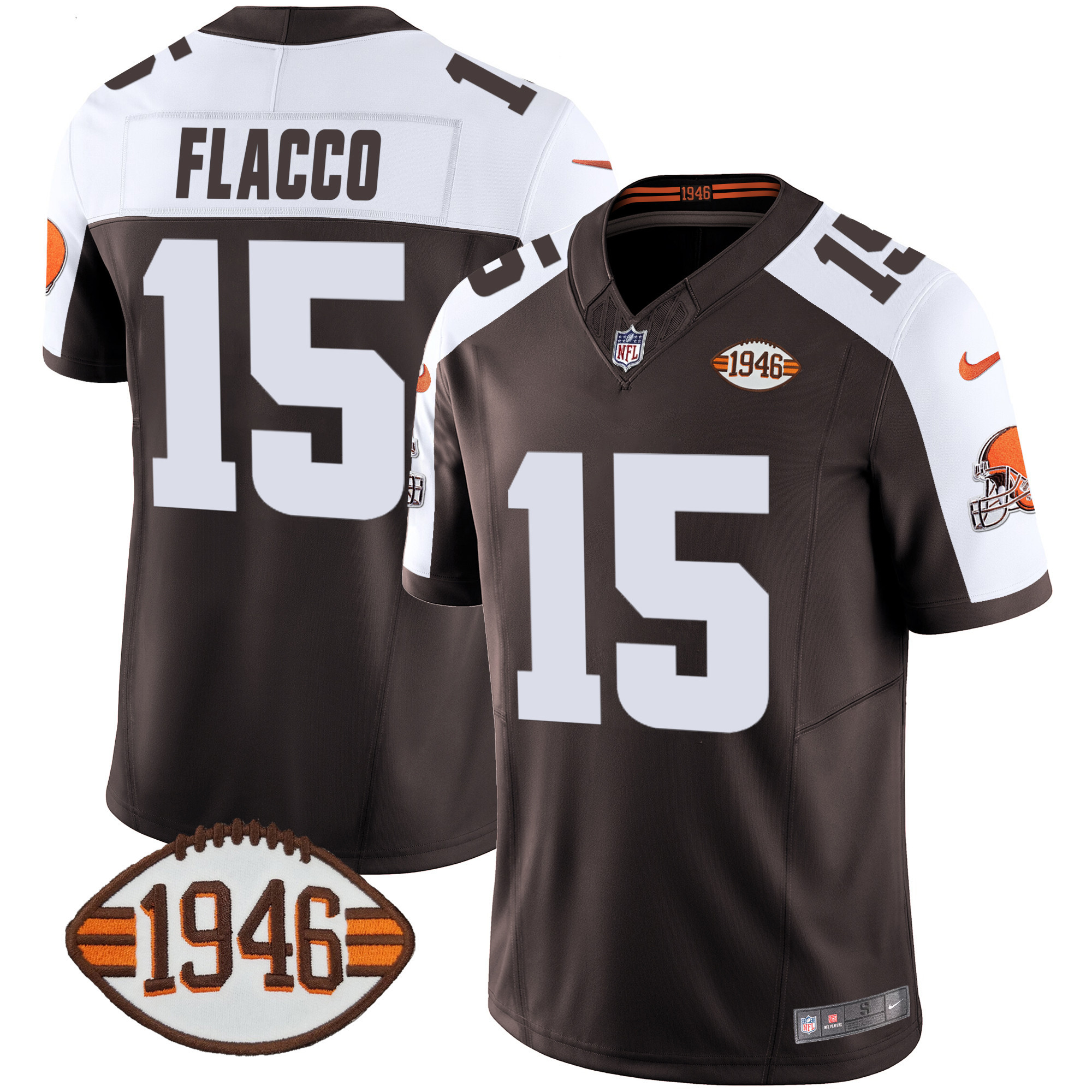 Joe Flacco Men's Cleveland Browns 1946 75th Anniversary Patch Alternate Jersey - All Stitched