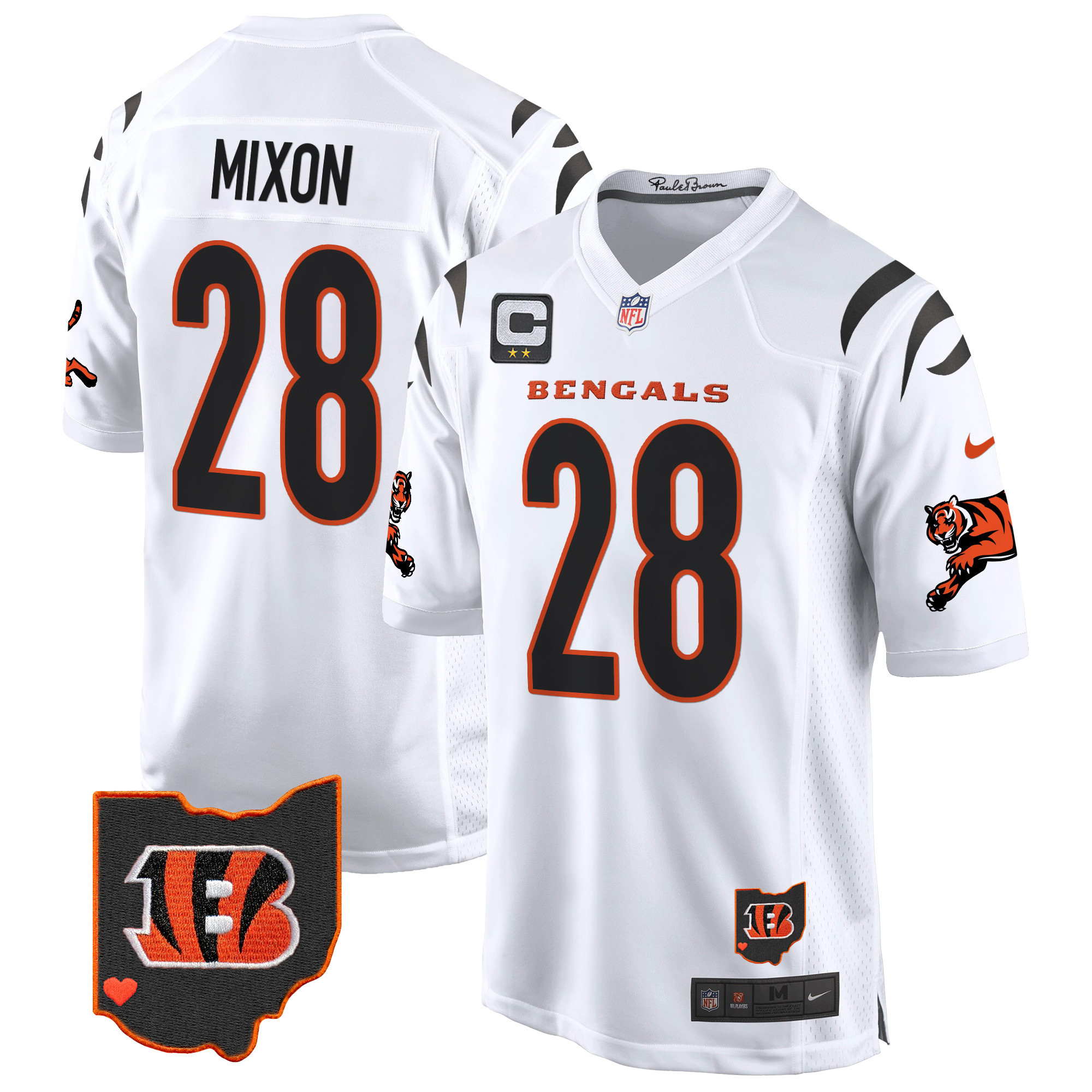 Joe Mixon Men's Cincinnati Bengals 2024 Game White Jersey - All Stitched