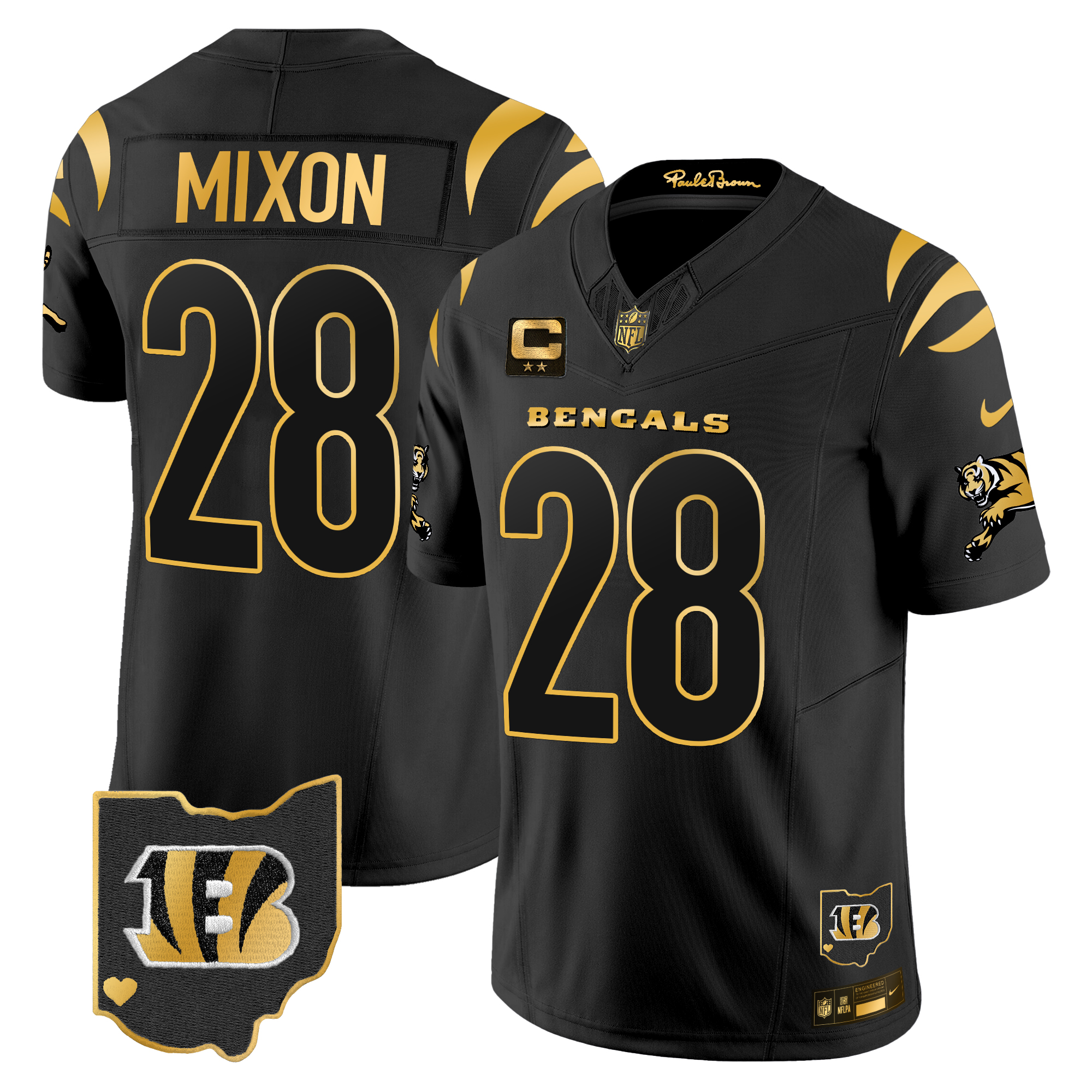 Joe Mixon Men's Cincinnati Bengals 2024 Gold Vapor Limited Black Gold Jersey - All Stitched