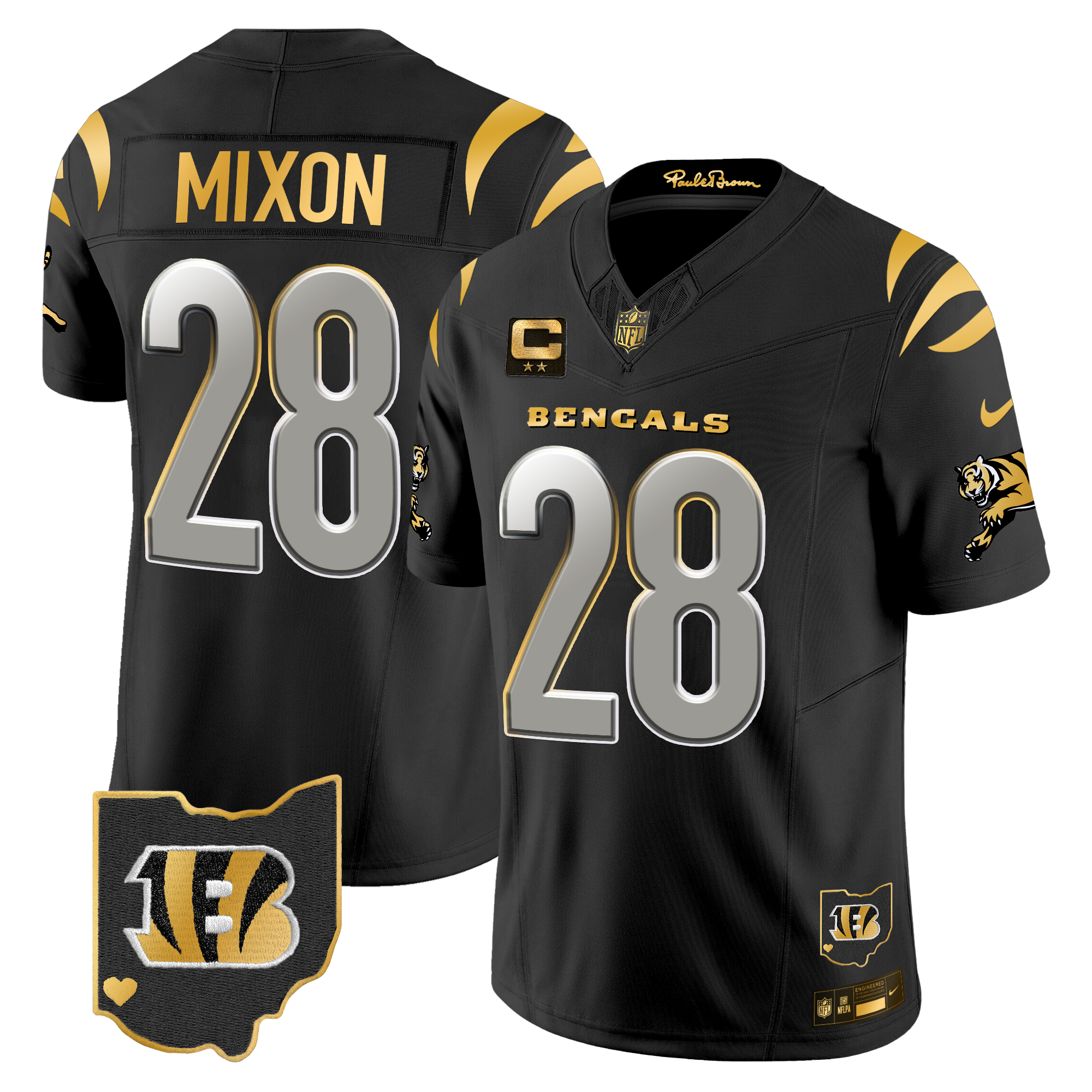 Joe Mixon Men's Cincinnati Bengals 2024 Gold Vapor Limited Black Limited Jersey - All Stitched