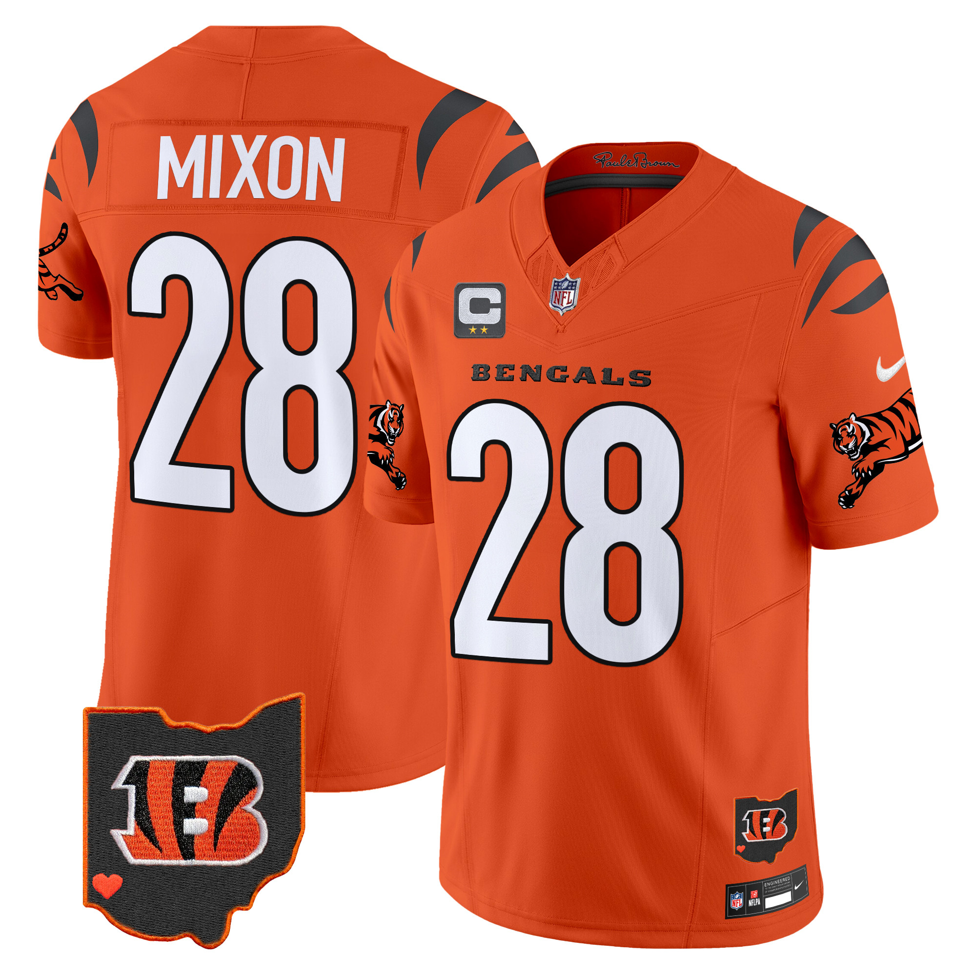 Joe Mixon Men's Cincinnati Bengals 2024 Vapor Limited Orange Jersey - All Stitched