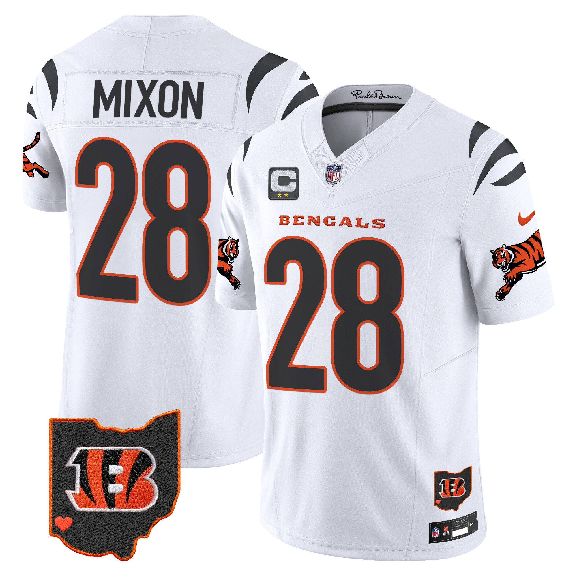 Joe Mixon Men's Cincinnati Bengals 2024 Vapor Limited White Jersey - All Stitched