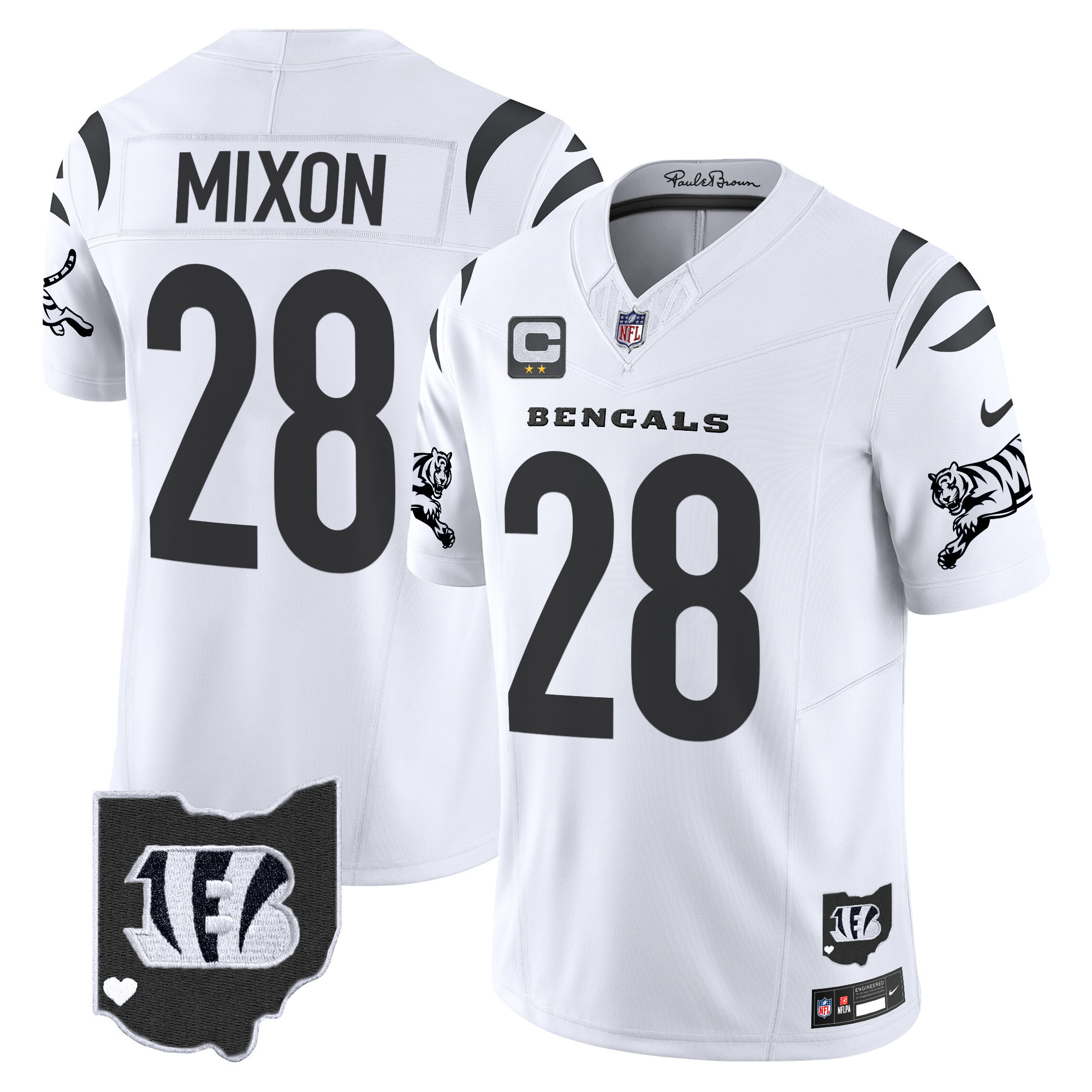 Joe Mixon Men's Cincinnati Bengals 2024 Vapor Limited White Limited Jersey - All Stitched