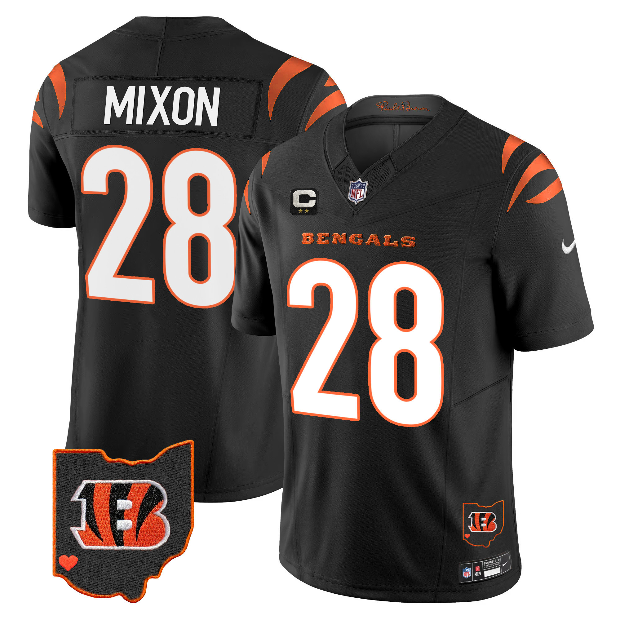 Joe Mixon Men's Cincinnati Bengals Ohio Patch Vapor Limited Black Jersey - All Stitched