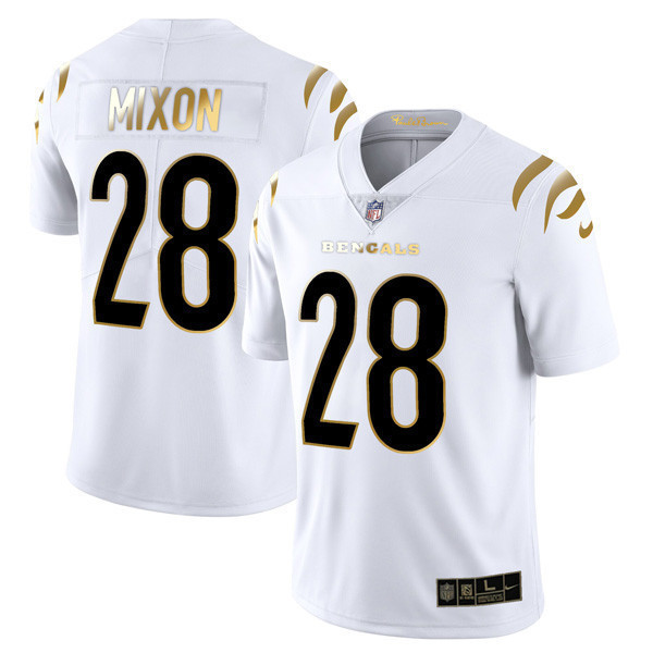 Joe Mixon Men's Cincinnati Bengals Player Vapor Limited White Gold Jersey - All Stitched