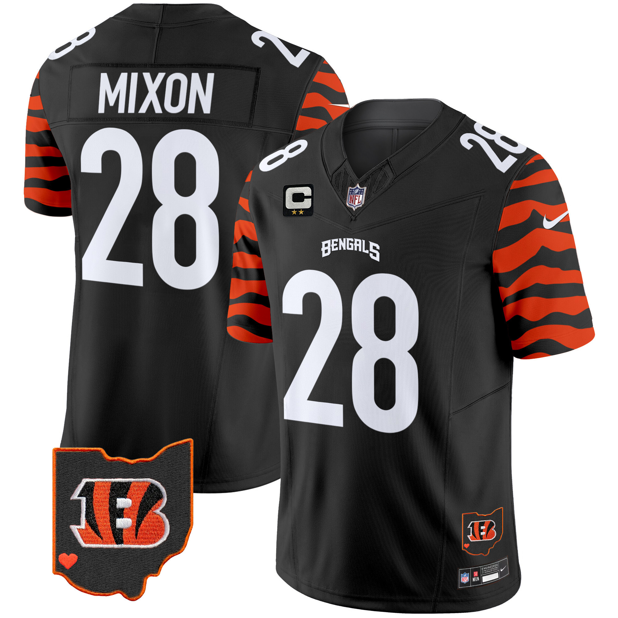 Joe Mixon Men's Cincinnati Bengals Stripes Vapor Limited Black Jersey - All Stitched