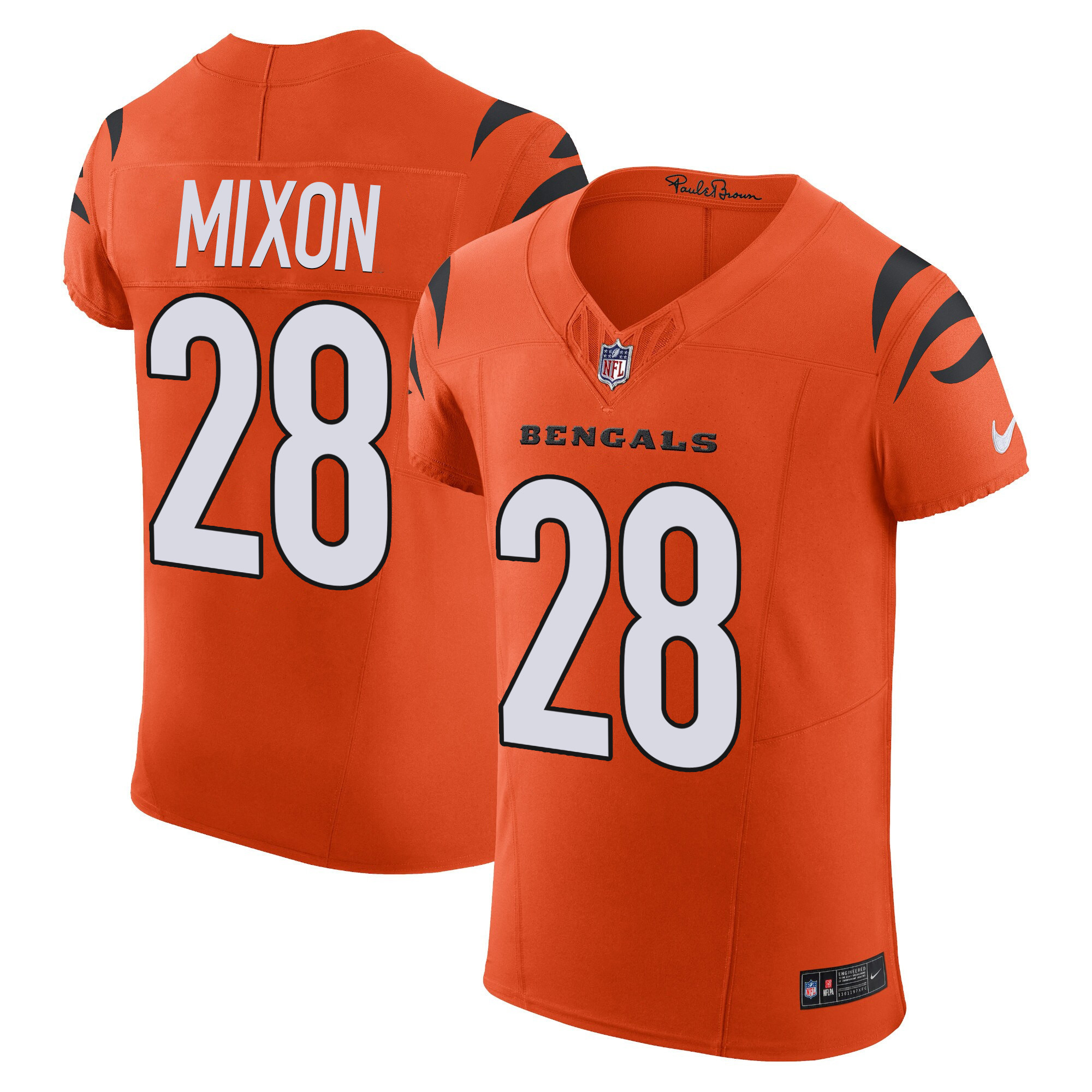 Joe Mixon Men's Cincinnati Bengals Vapor Elite Orange Jersey - All Stitched