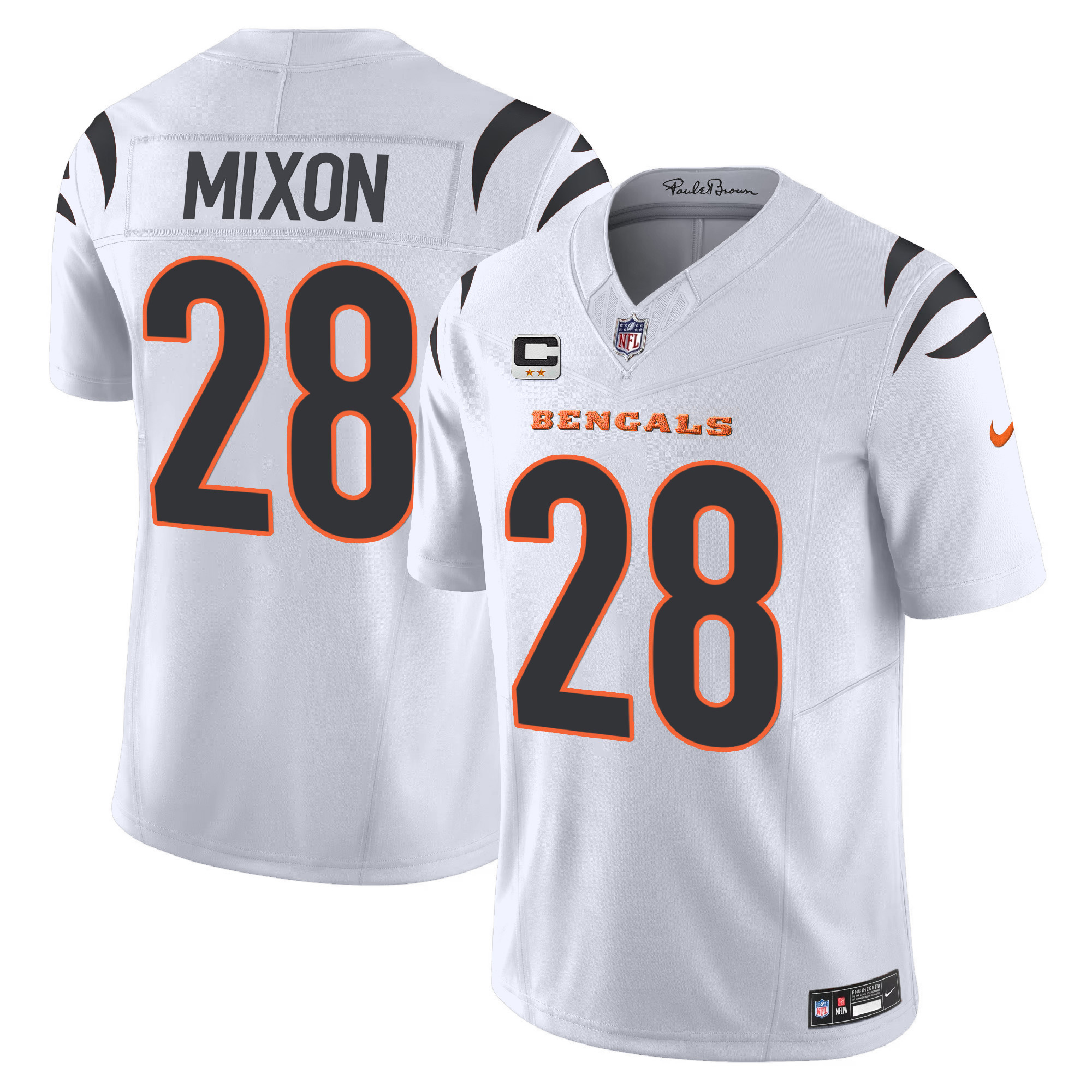 Joe Mixon Men's Cincinnati Bengals Vapor Limited White Jersey - All Stitched