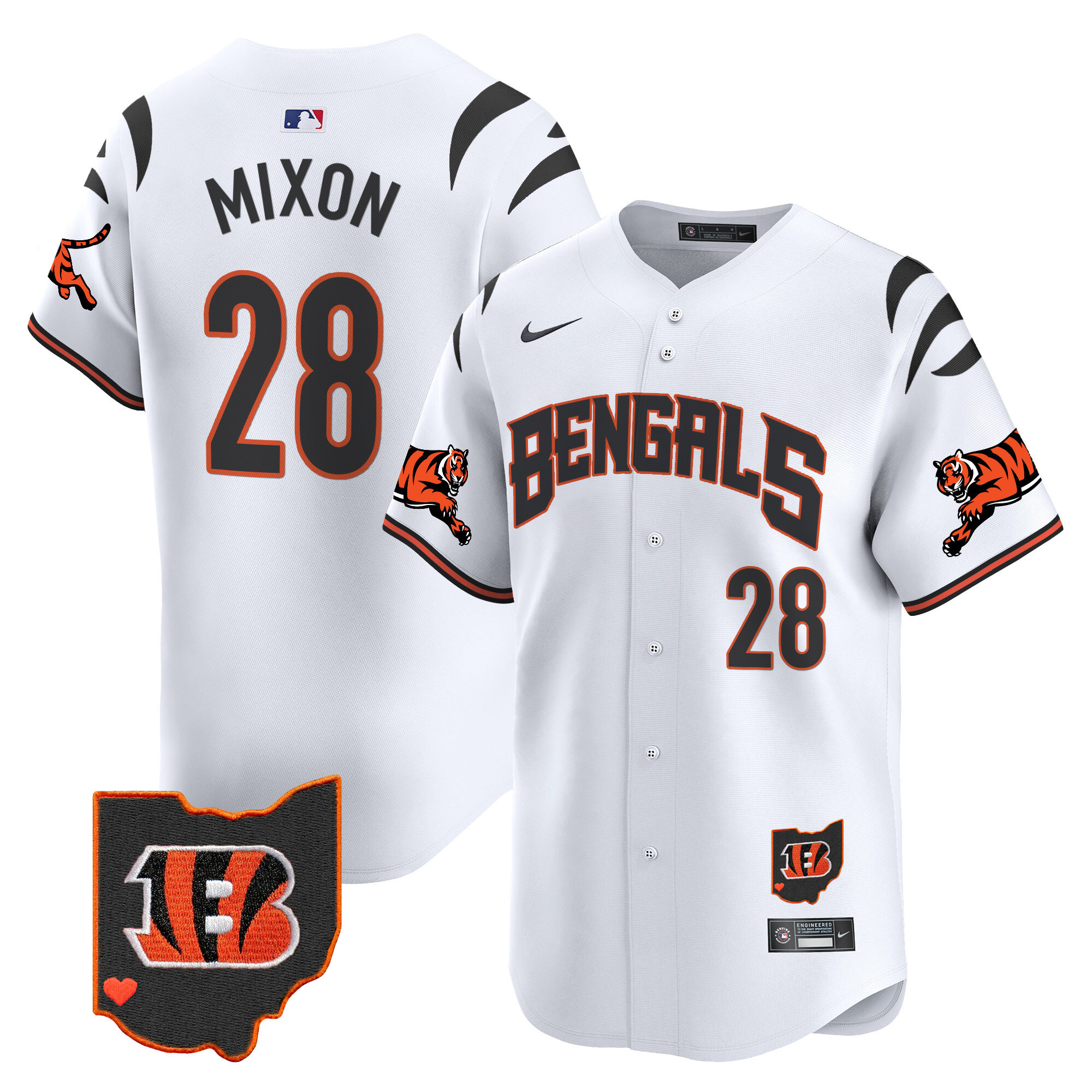 Joe Mixon Men's Cincinnati Bengals Vapor Premier Limited White Jersey - All Stitched