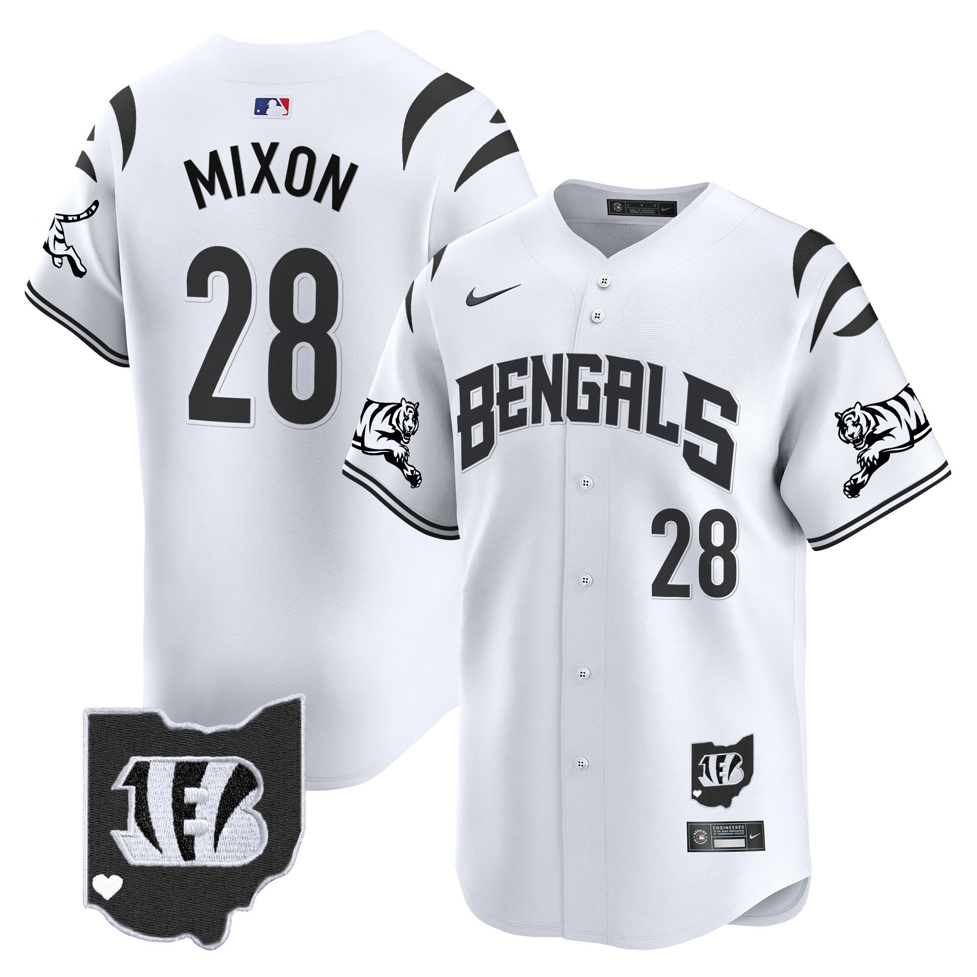 Joe Mixon Men's Cincinnati Bengals Vapor Premier Limited White Limited Jersey - All Stitched