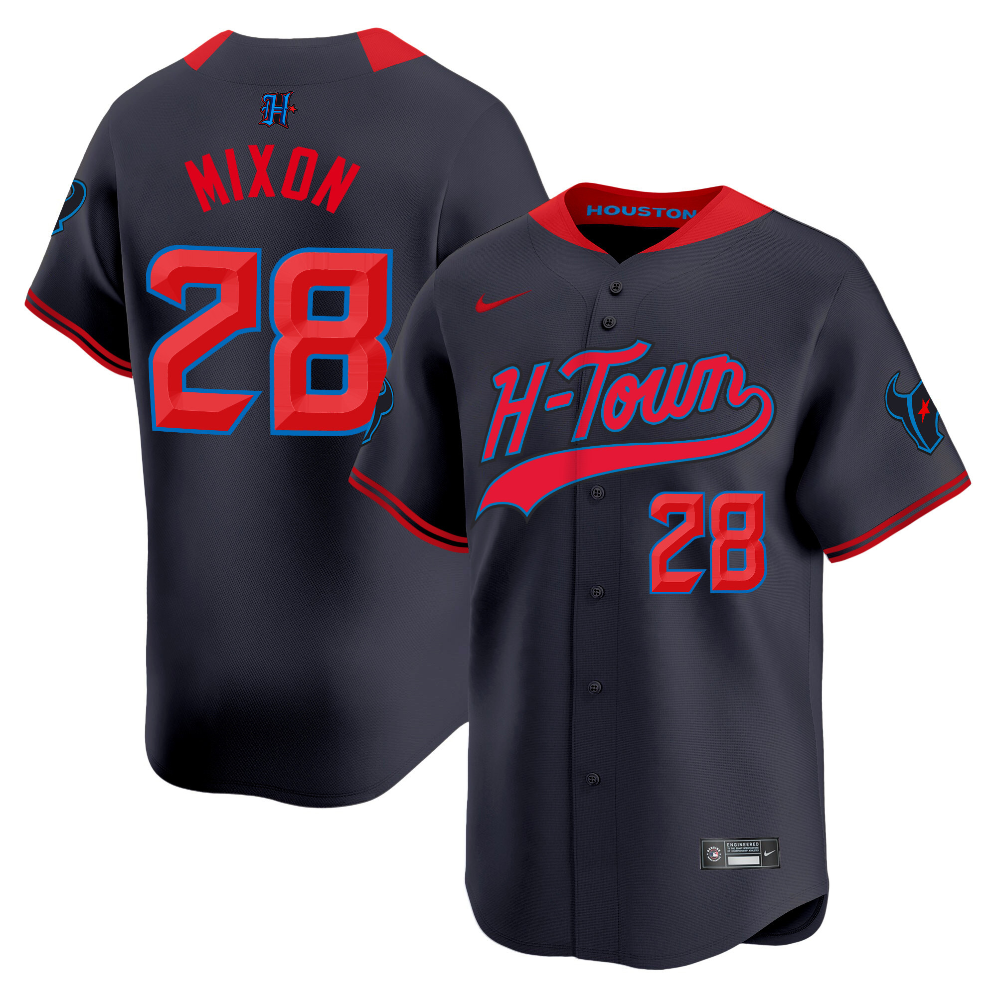 Joe Mixon Men's Houston Texans 2024 Baseball Navy Limited Jersey - All Stitched