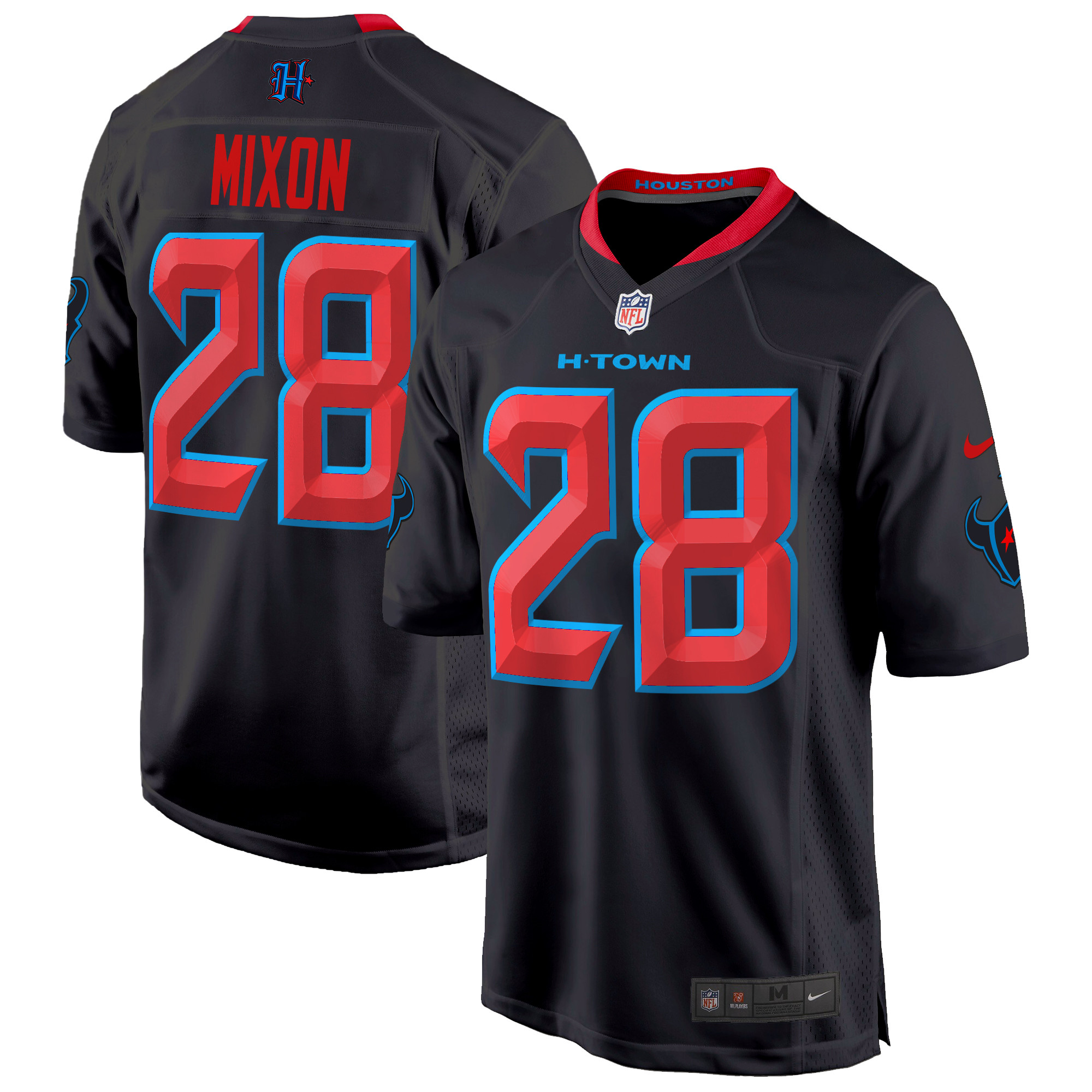 Joe Mixon Men's Houston Texans 2024 Game Navy Limited Jersey - All Stitched