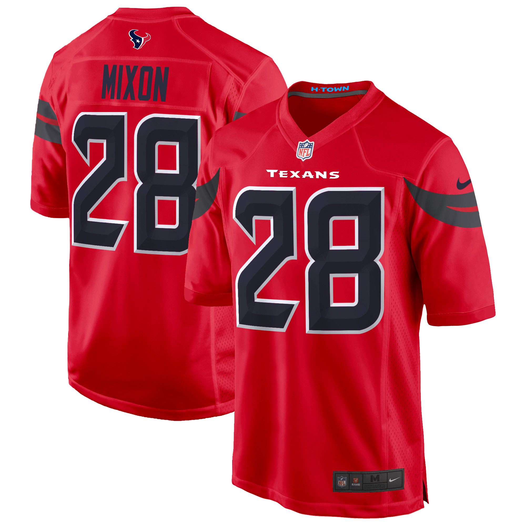 Joe Mixon Men's Houston Texans 2024 Game Red Jersey - All Stitched