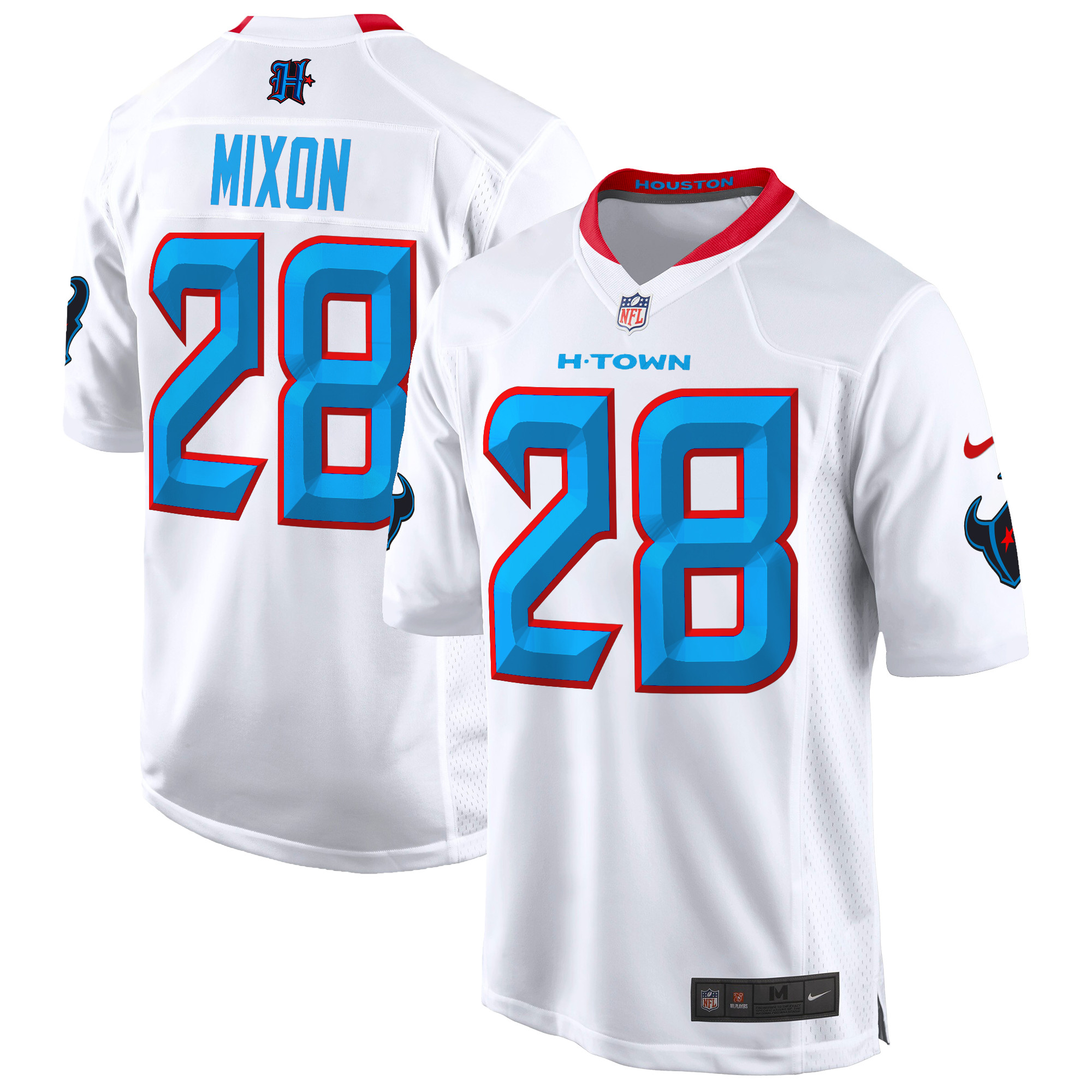 Joe Mixon Men's Houston Texans 2024 Game White Jersey - All Stitched