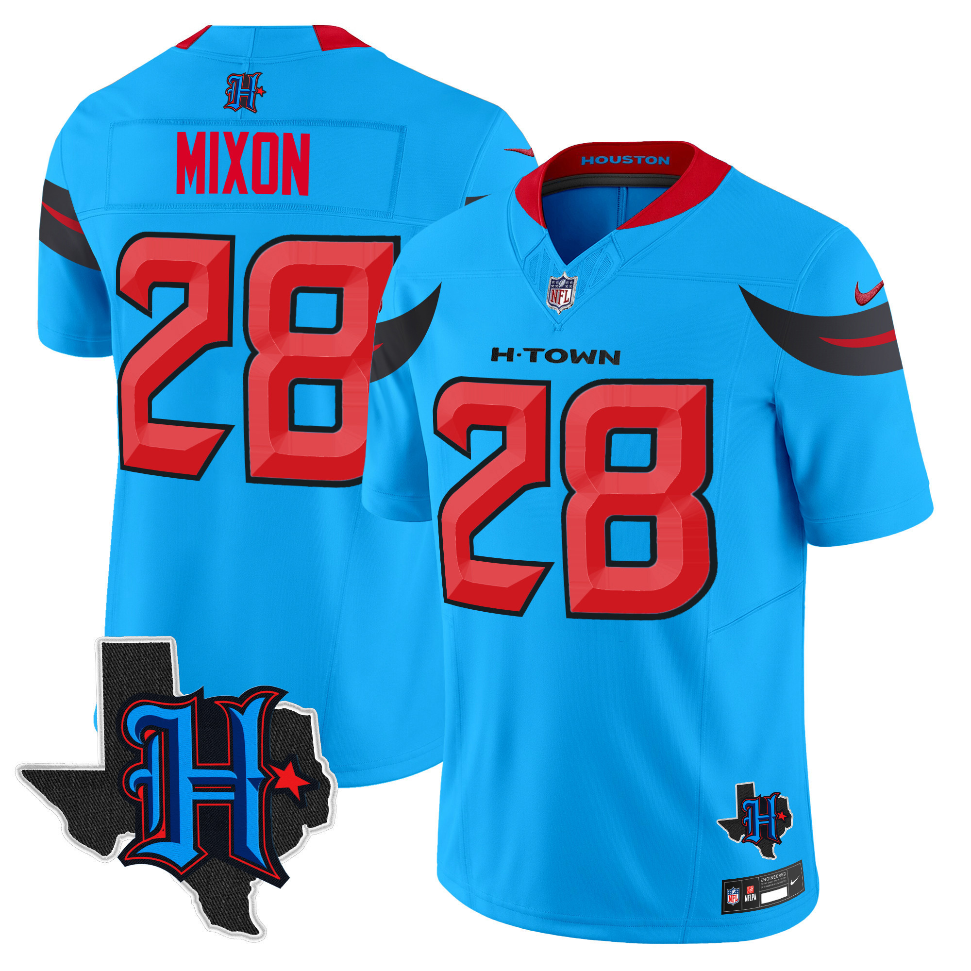 Joe Mixon Men's Houston Texans 2024 Texas Patch Vapor Limited Blue Jersey - All Stitched