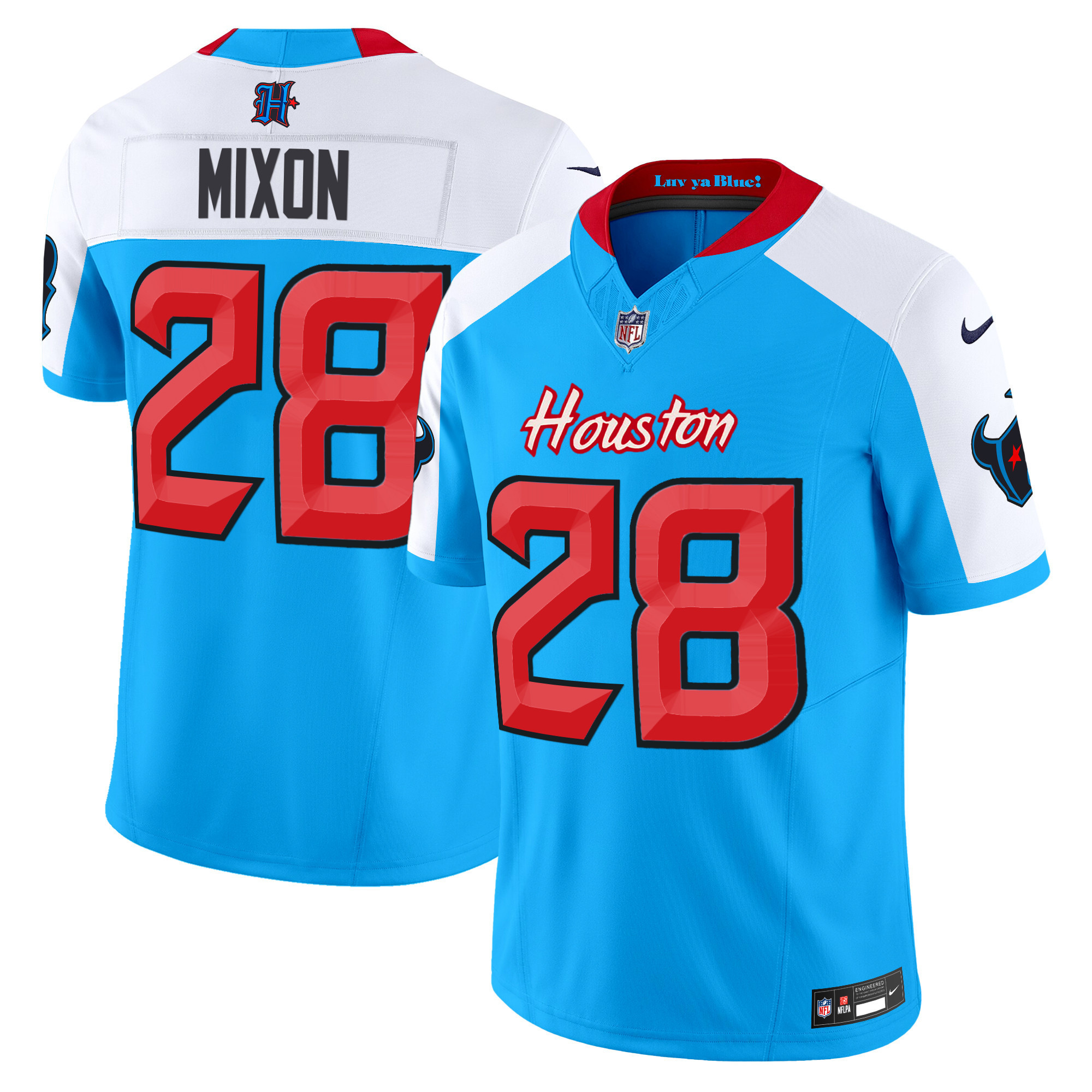 Joe Mixon Men's Houston Texans 2024 Vapor Limited Blue Alternate Jersey - All Stitched
