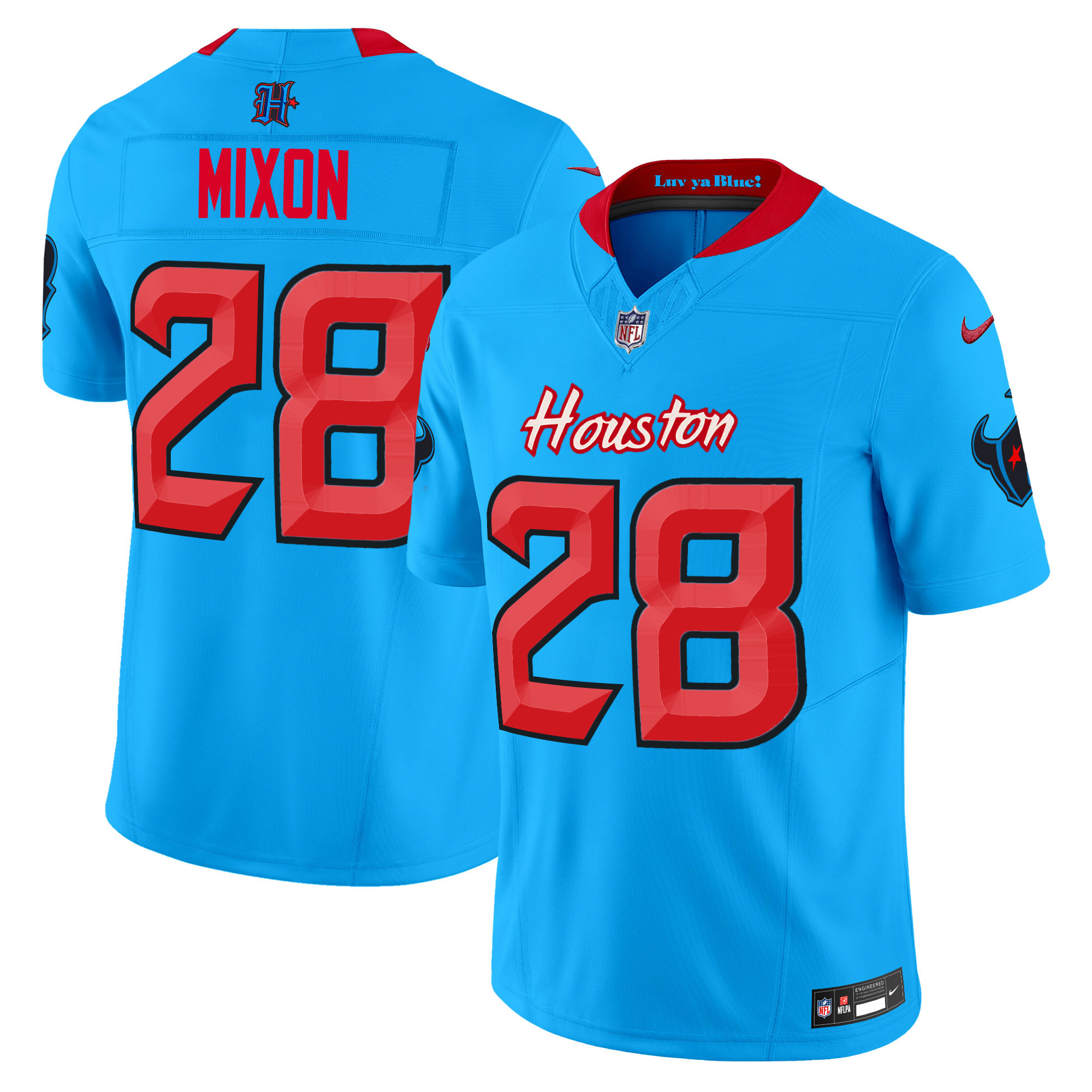 Joe Mixon Men's Houston Texans 2024 Vapor Limited Blue Jersey - All Stitched