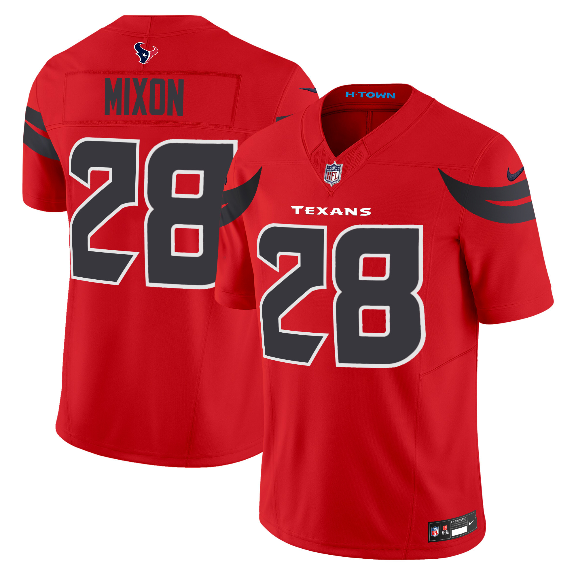 Joe Mixon Men's Houston Texans 2024 Vapor Limited Blue Red Jersey - All Stitched