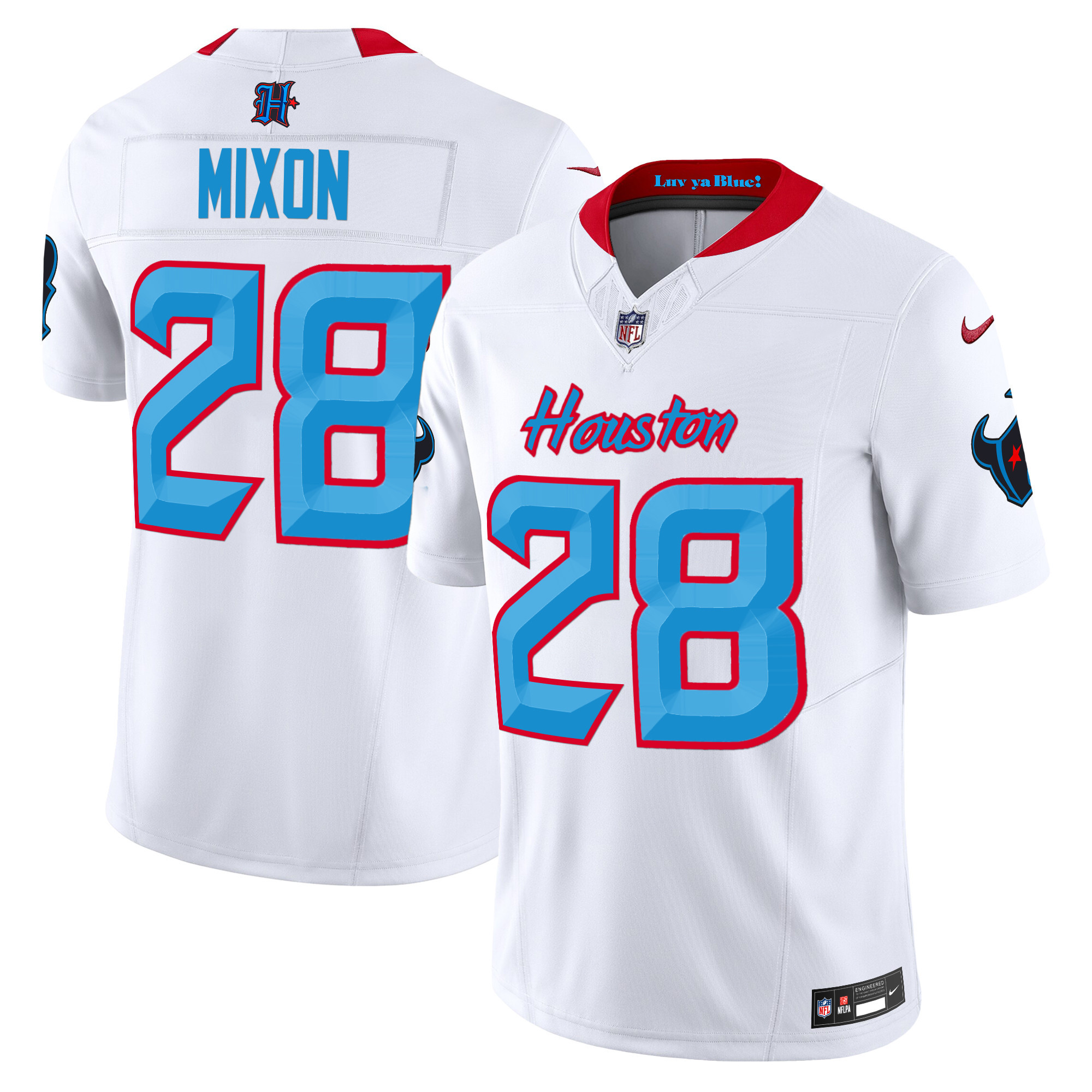 Joe Mixon Men's Houston Texans 2024 Vapor Limited White Jersey - All Stitched