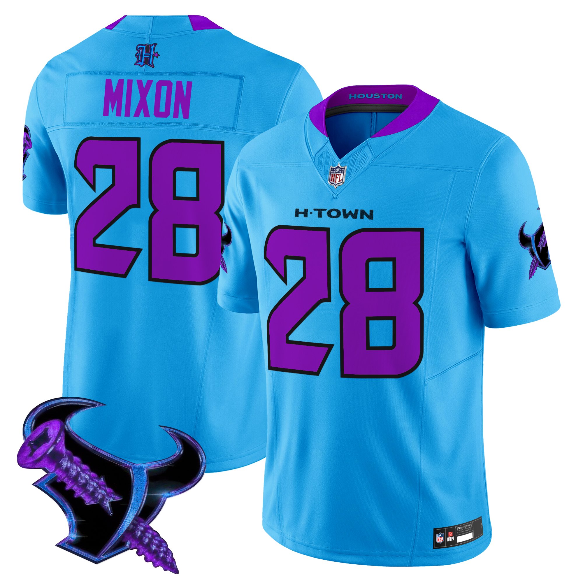Joe Mixon Men's Houston Texans 2025 DJ Screw Vapor Limited Blue Jersey - All Stitched