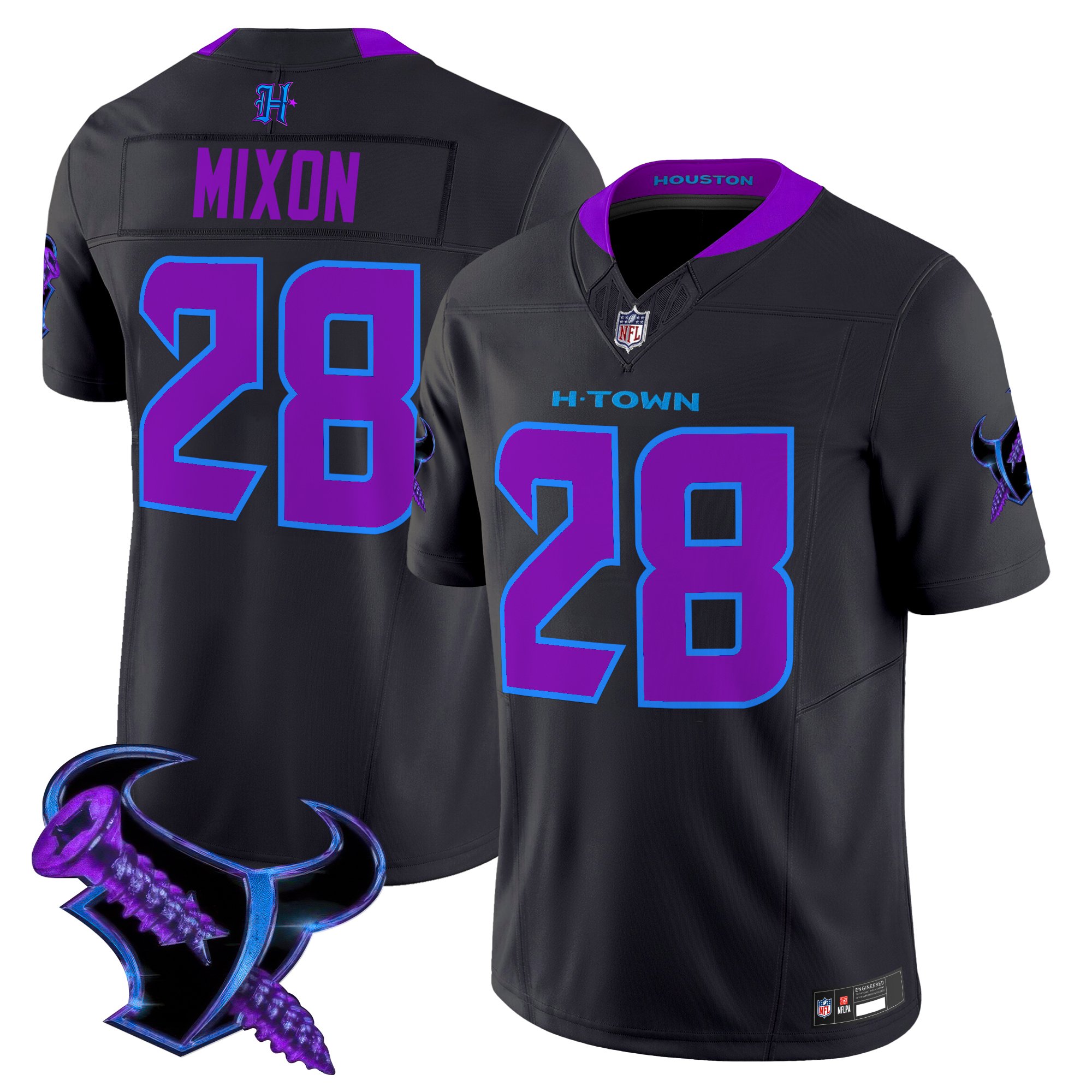 Joe Mixon Men's Houston Texans 2025 DJ Screw Vapor Limited Navy Jersey - All Stitched