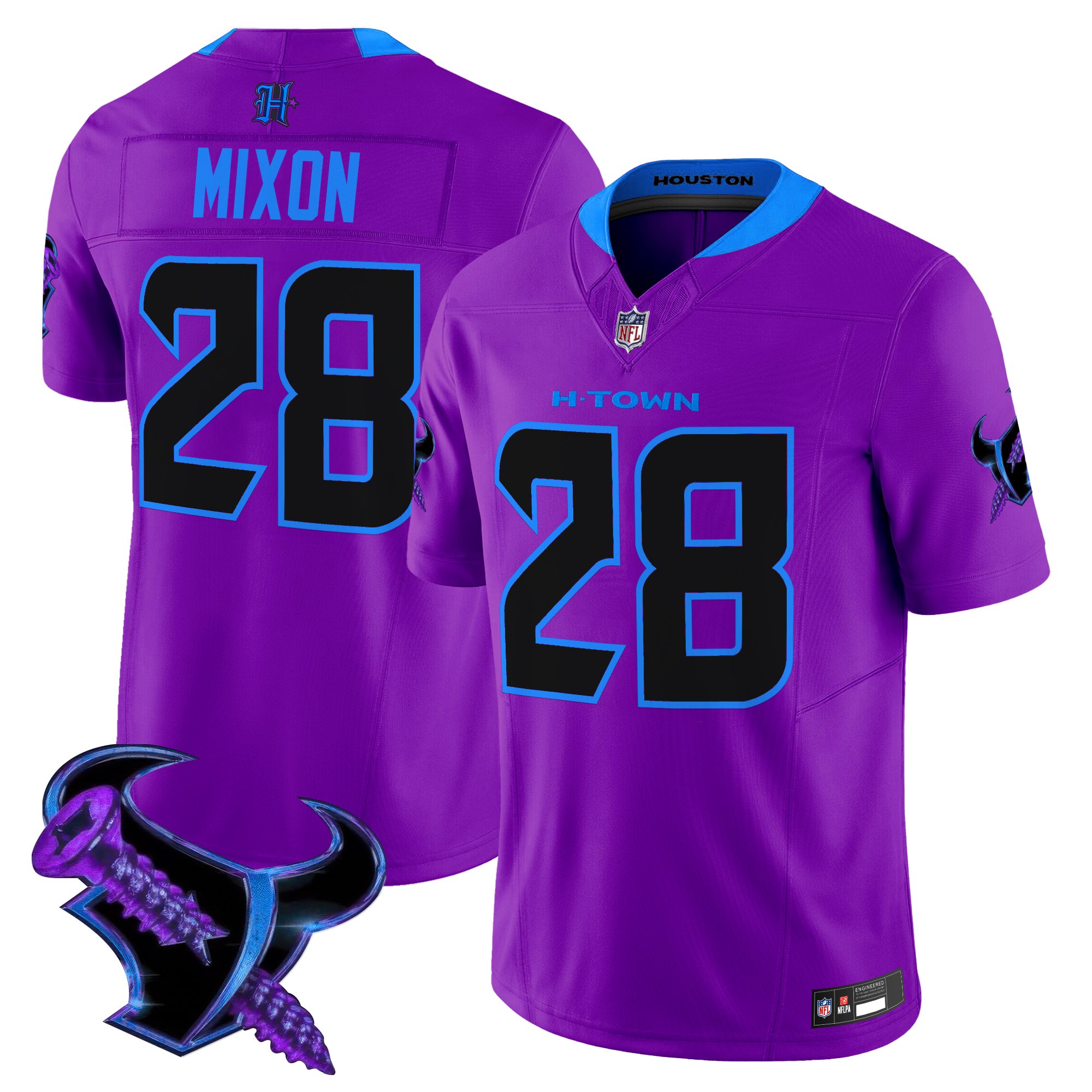 Joe Mixon Men's Houston Texans 2025 DJ Screw Vapor Limited Purple Jersey - All Stitched