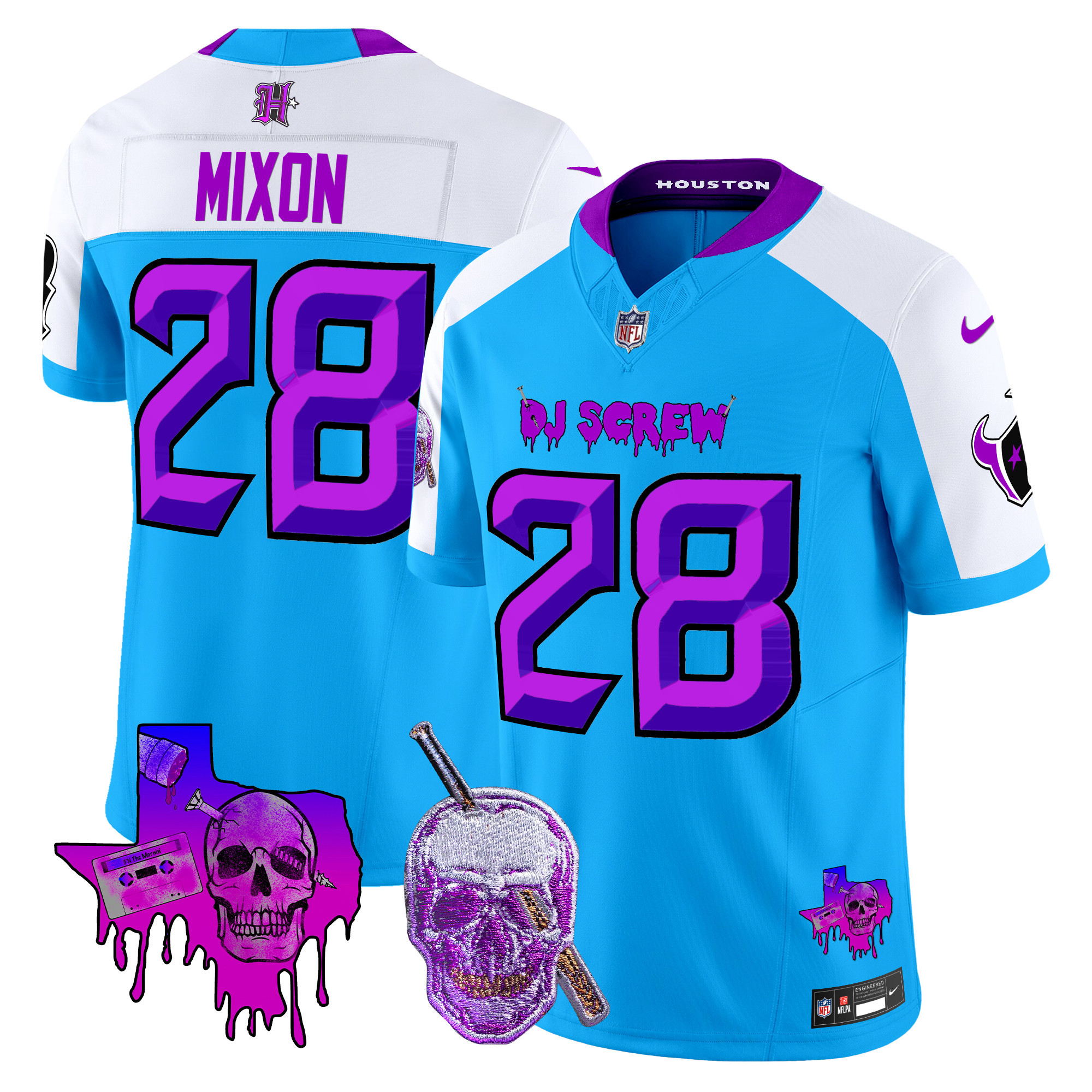 Joe Mixon Men's Houston Texans DJ Screw Vapor Limited Blue Alternate Jersey - All Stitched