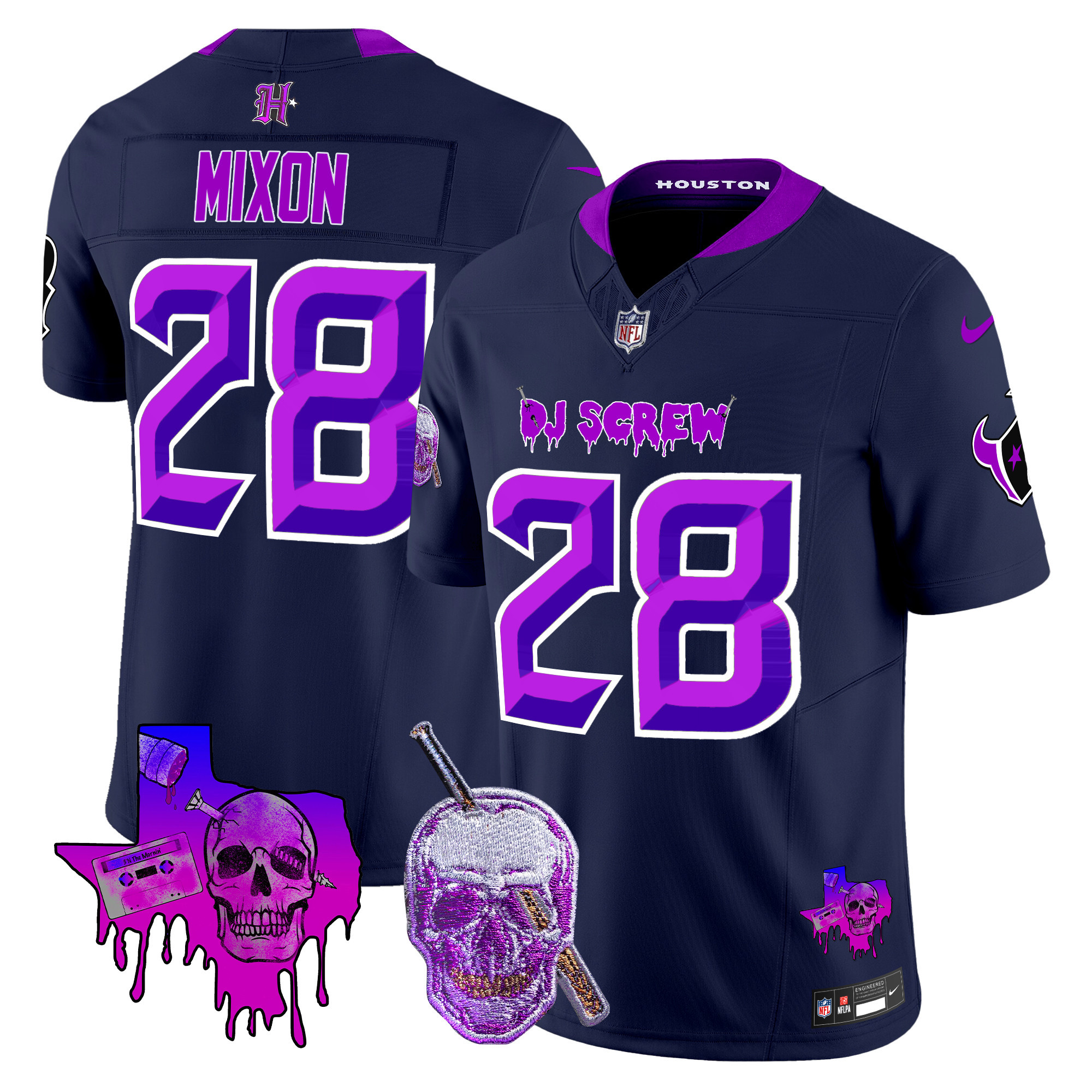 Joe Mixon Men's Houston Texans DJ Screw Vapor Limited Navy Jersey - All Stitched