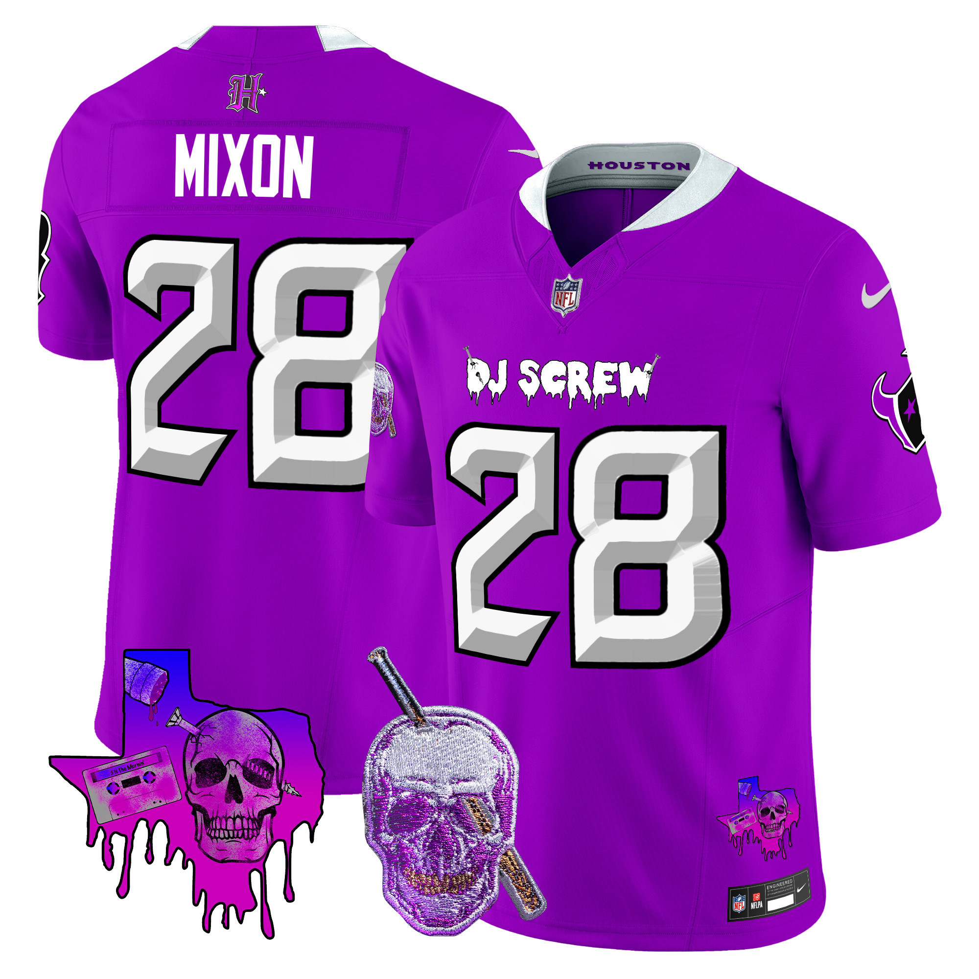 Joe Mixon Men's Houston Texans DJ Screw Vapor Limited Purple Jersey - All Stitched