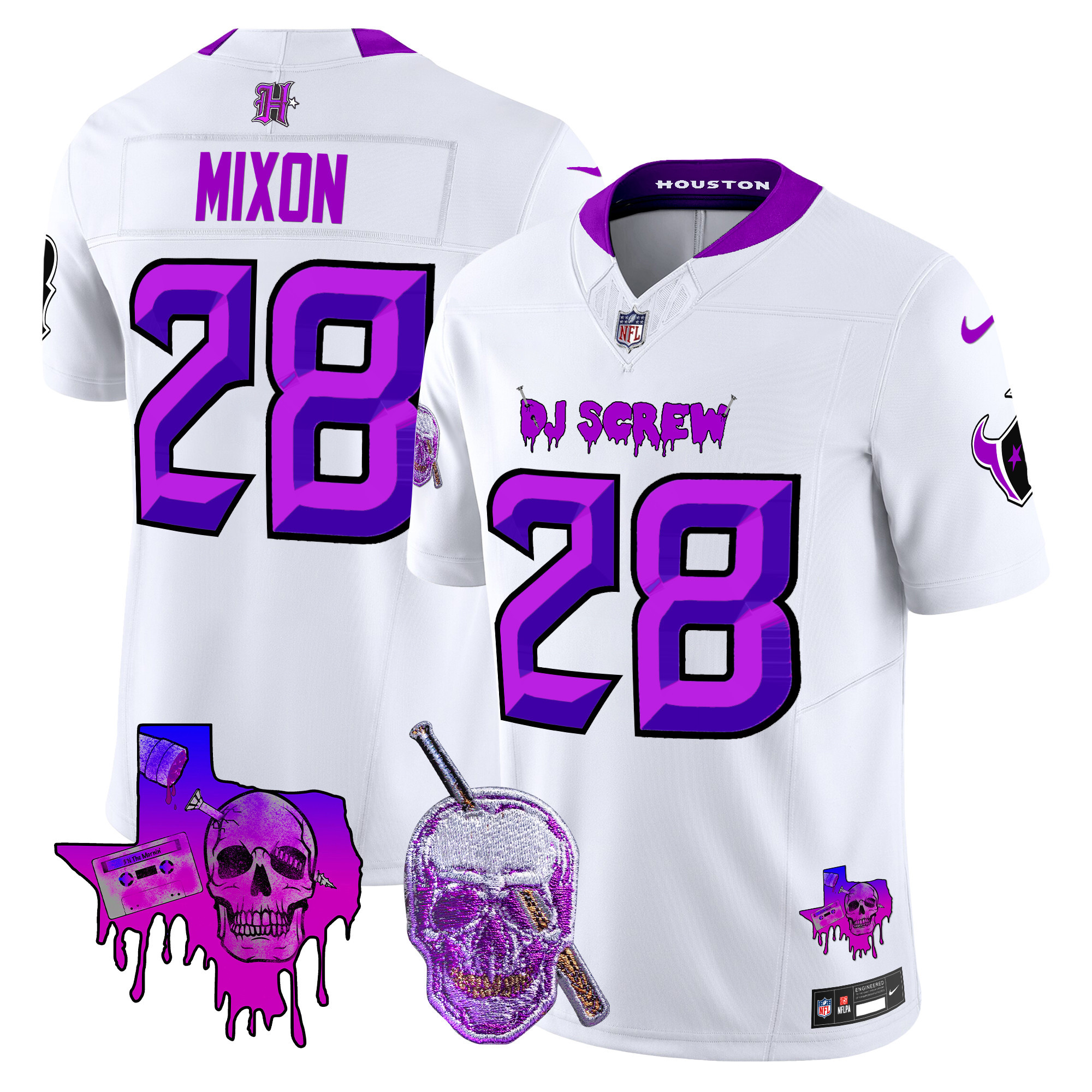 Joe Mixon Men's Houston Texans DJ Screw Vapor Limited White Jersey - All Stitched