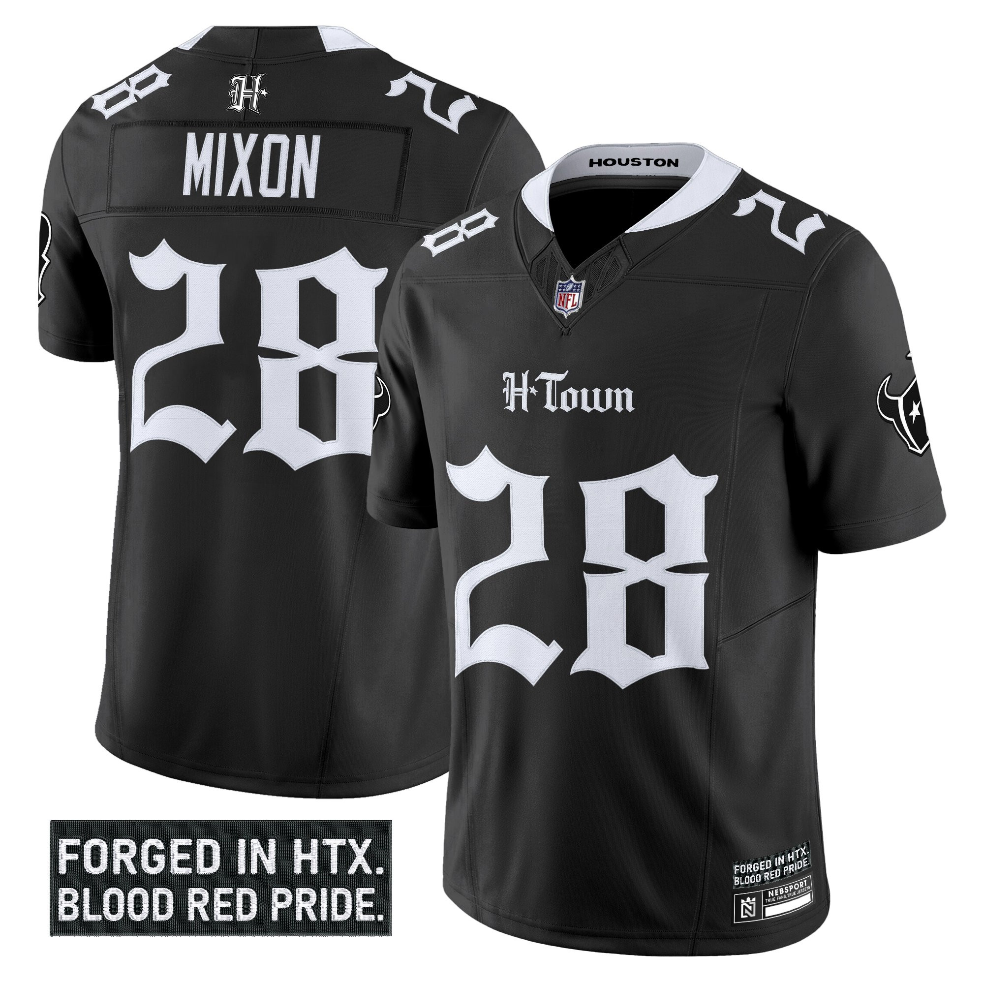 Joe Mixon Men's Houston Texans 'Gothic Lone Star Shadows Edition' Vapor Limited Black Jersey - All Stitched