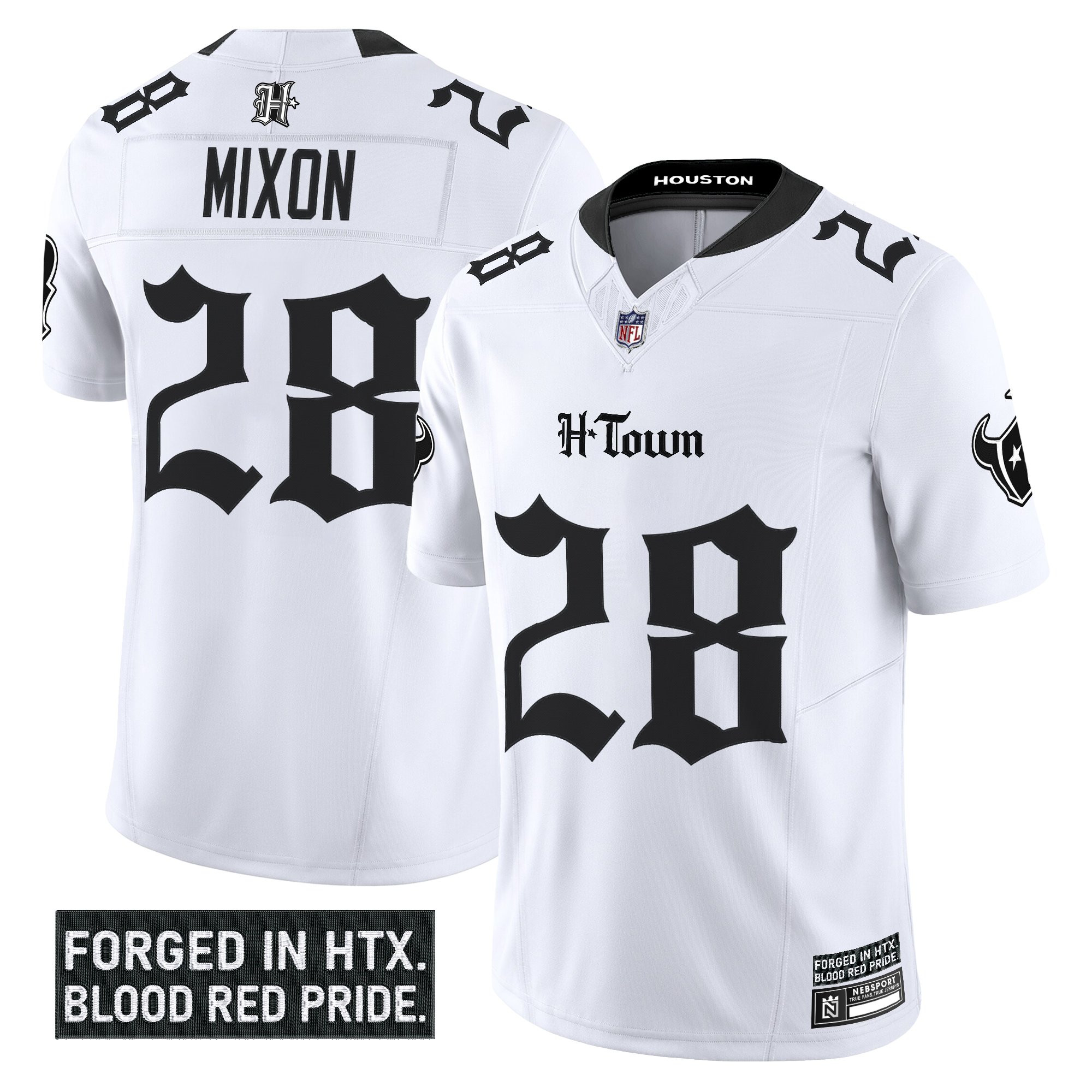 Joe Mixon Men's Houston Texans 'Gothic Lone Star Shadows Edition' Vapor Limited White Jersey - All Stitched