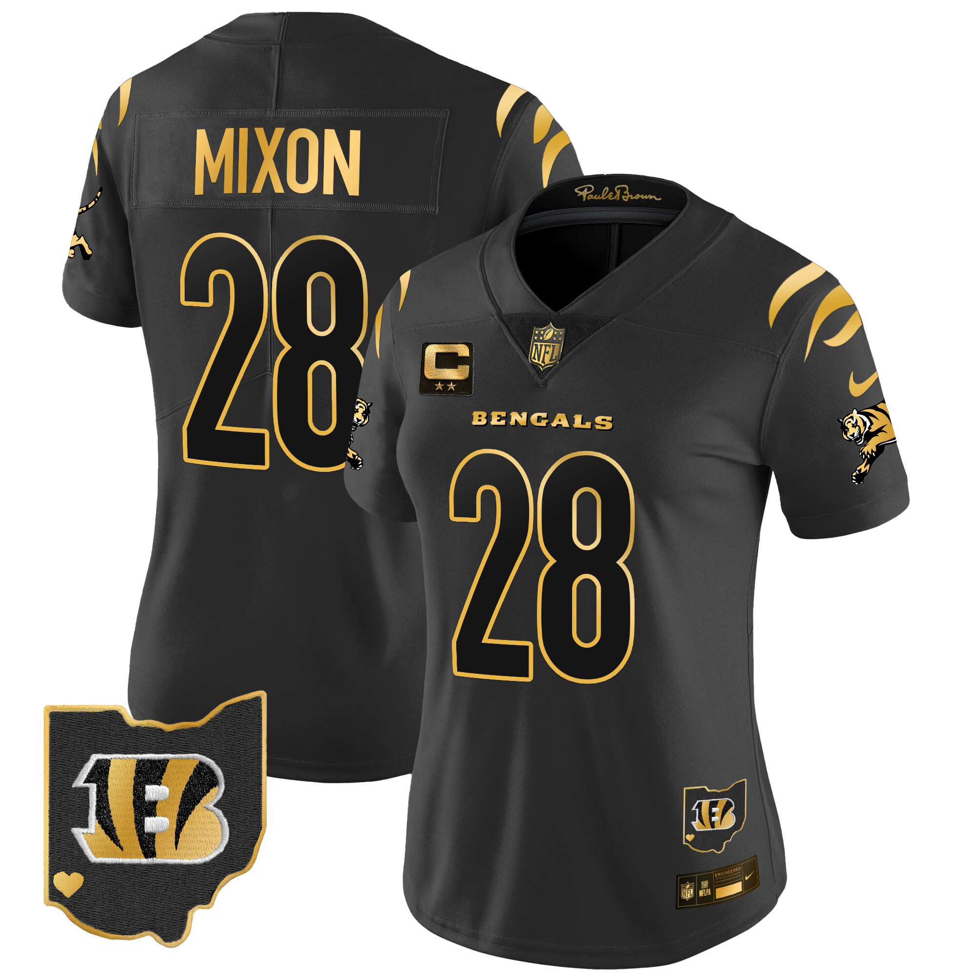 Joe Mixon Women's Cincinnati Bengals 2024 Gold Vapor Limited Black Gold Jersey - All Stitched