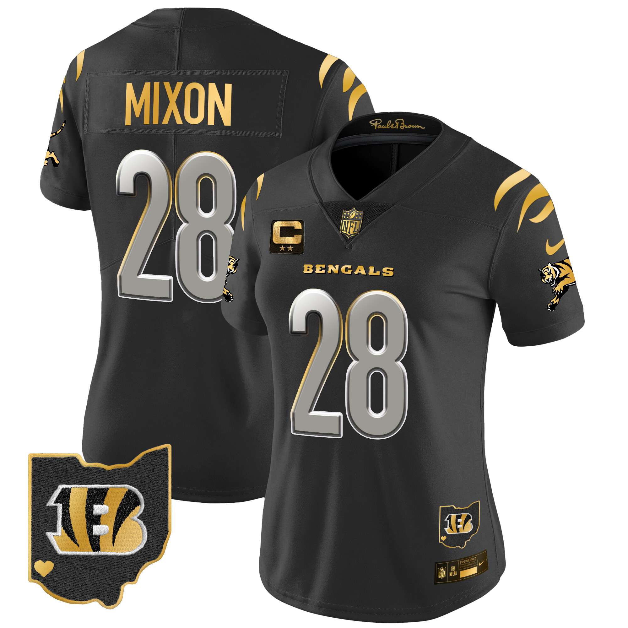 Joe Mixon Women's Cincinnati Bengals 2024 Gold Vapor Limited Black Limited Jersey - All Stitched