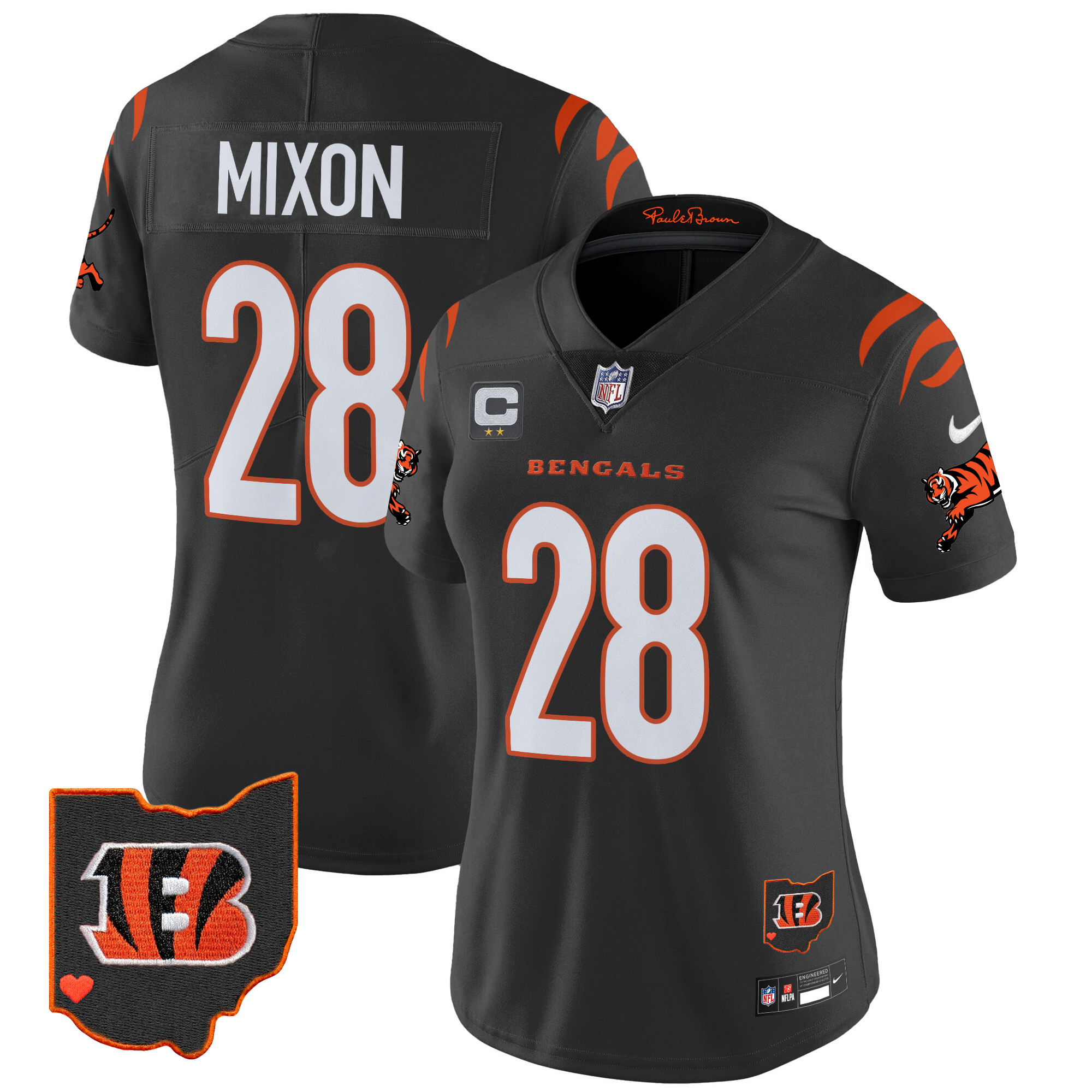 Joe Mixon Women's Cincinnati Bengals 2024 Vapor Limited Black Jersey - All Stitched