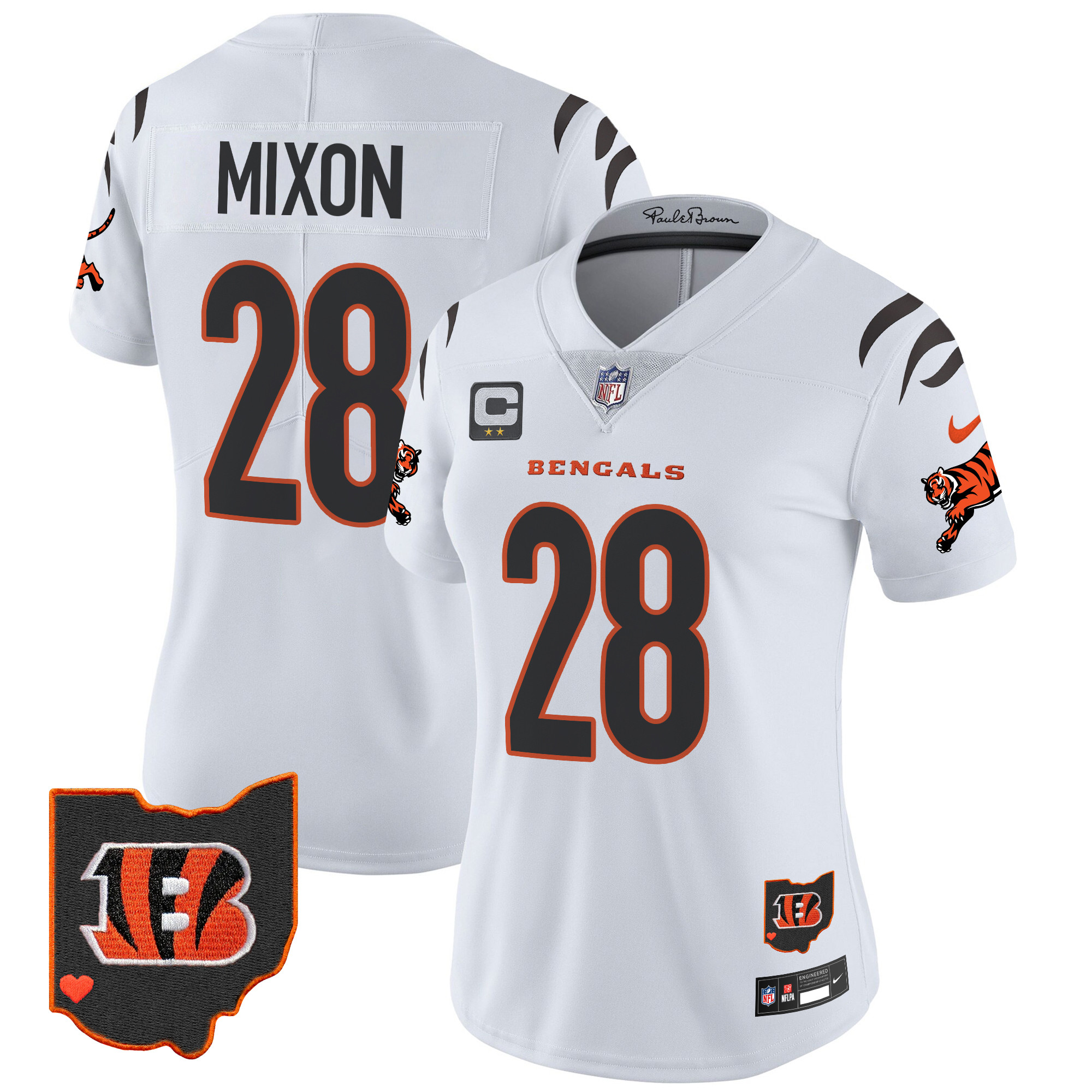 Joe Mixon Women's Cincinnati Bengals 2024 Vapor Limited White Jersey - All Stitched