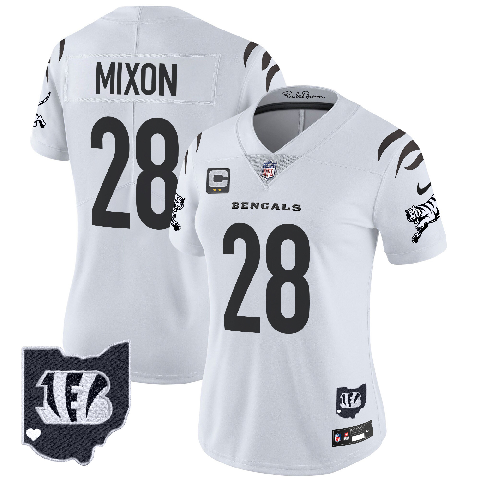 Joe Mixon Women's Cincinnati Bengals 2024 Vapor Limited White Limited Jersey - All Stitched