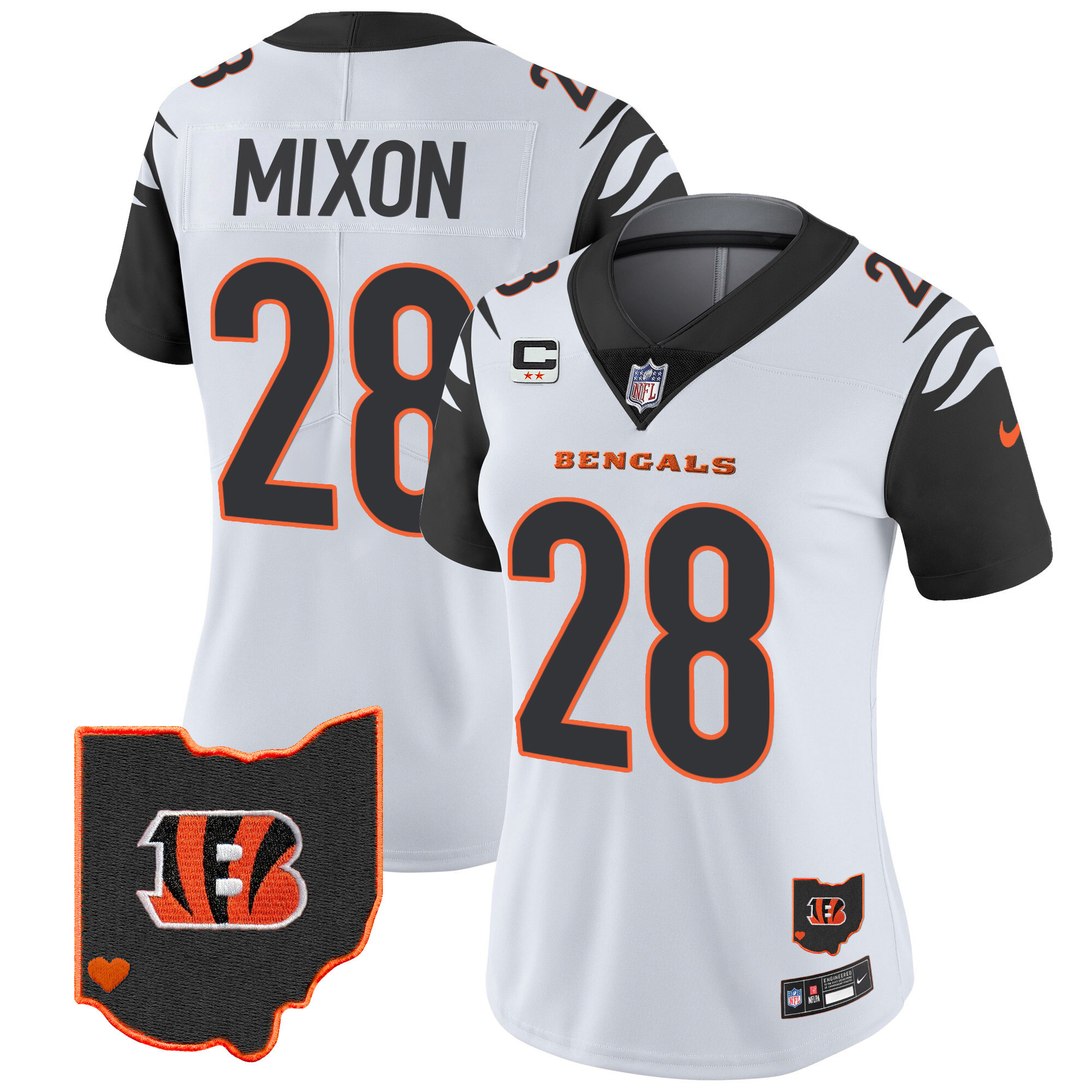 Joe Mixon Women's Cincinnati Bengals Ohio Patch Vapor Limited Color Rush Jersey - All Stitched
