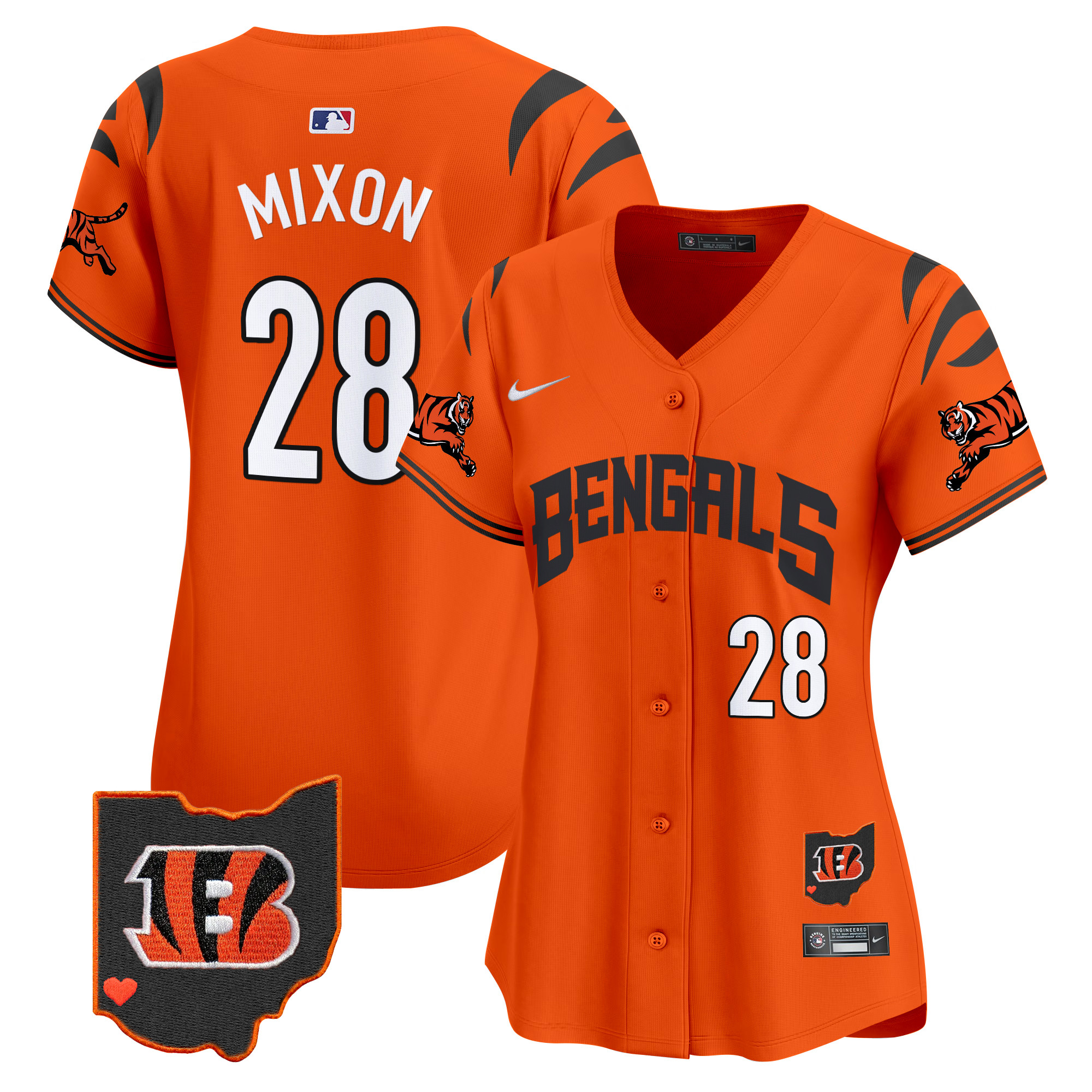 Joe Mixon Women's Cincinnati Bengals Vapor Premier Limited Orange Jersey - All Stitched