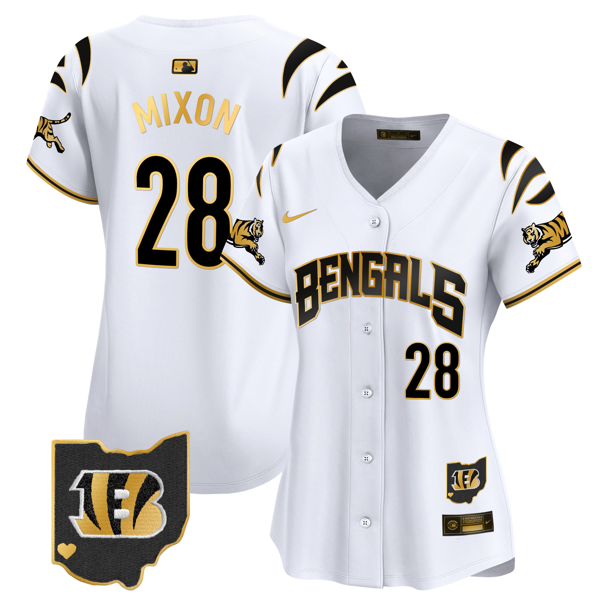 Joe Mixon Women's Cincinnati Bengals Vapor Premier Limited White Gold Jersey - All Stitched