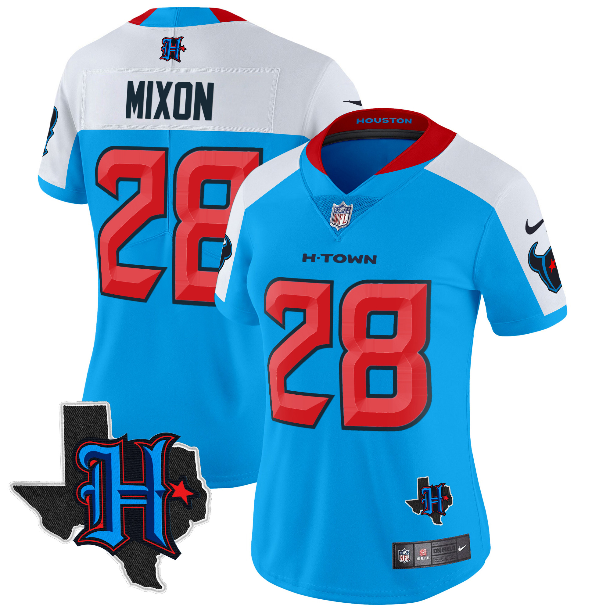 Joe Mixon Women's Houston Texans 2024 Texas Patch Vapor Limited Blue Alternate Jersey - All Stitched