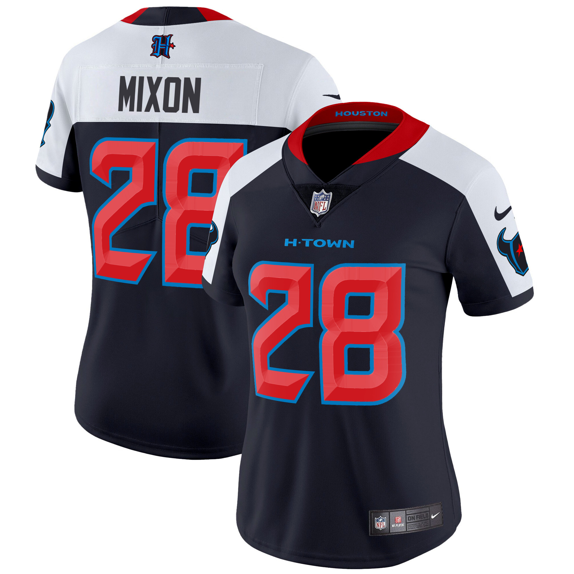 Joe Mixon Women's Houston Texans 2024 Vapor Limited Navy Alternate Jersey - All Stitched
