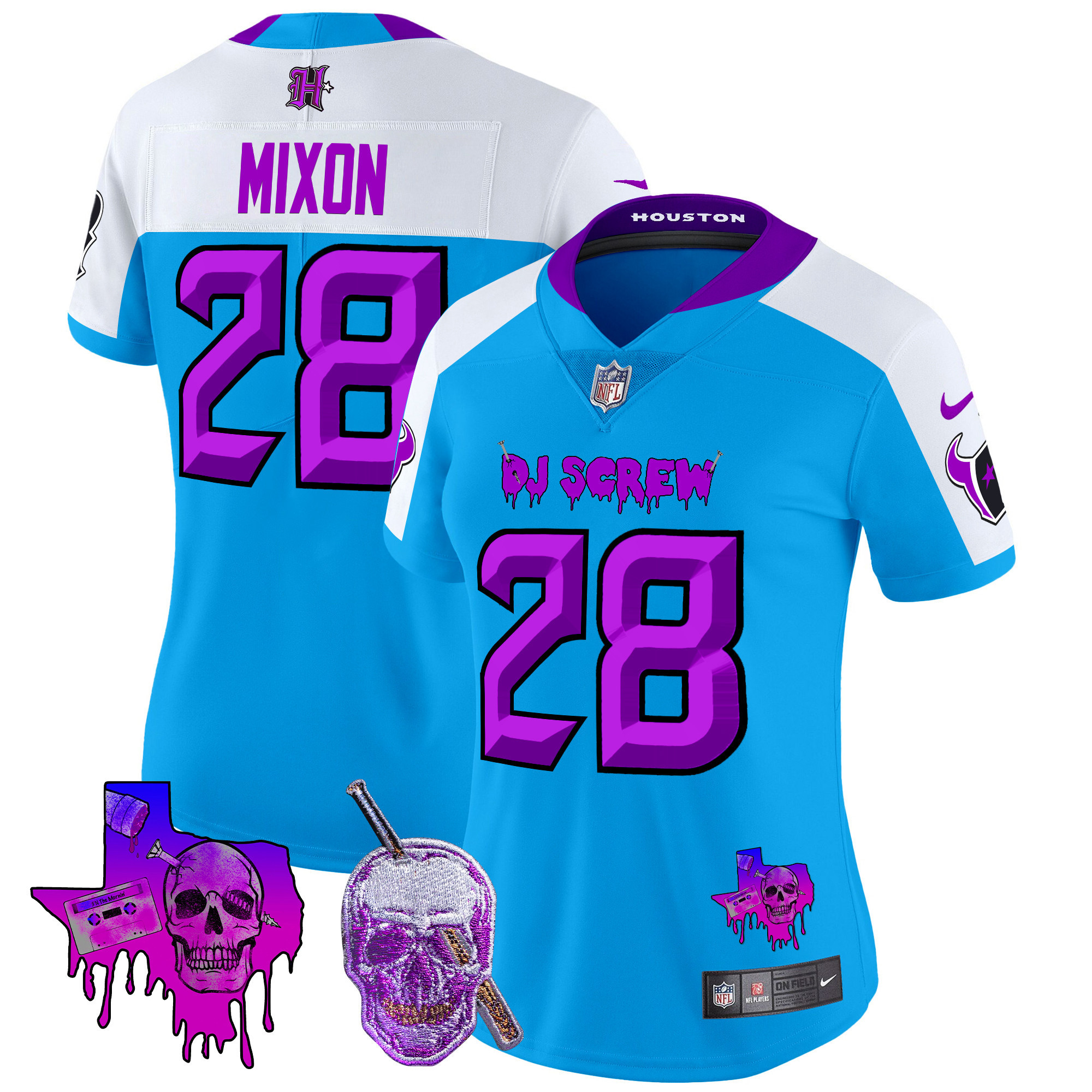 Joe Mixon Women's Houston Texans DJ Screw Vapor Limited Blue Alternate Jersey - All Stitched