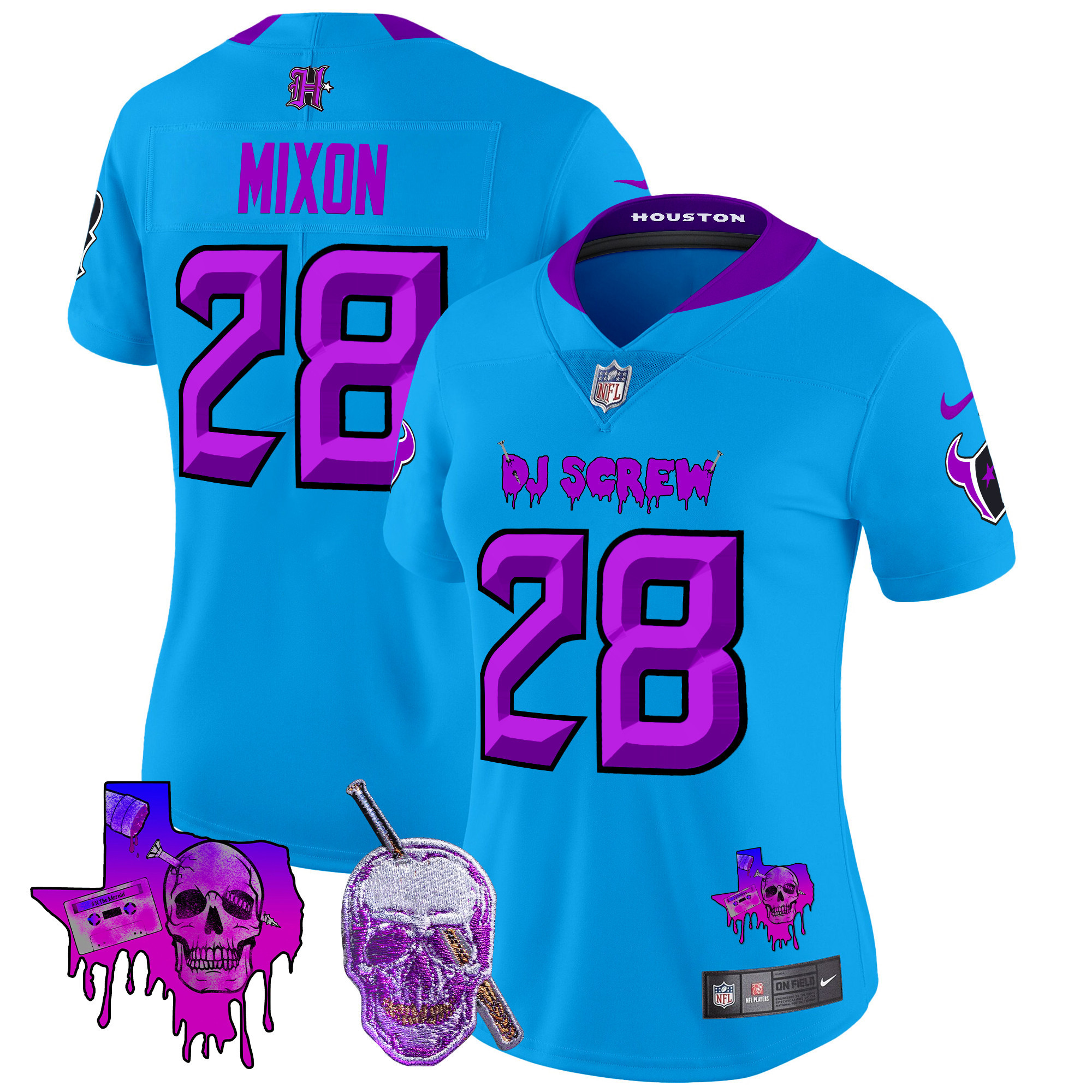 Joe Mixon Women's Houston Texans DJ Screw Vapor Limited Blue Jersey - All Stitched