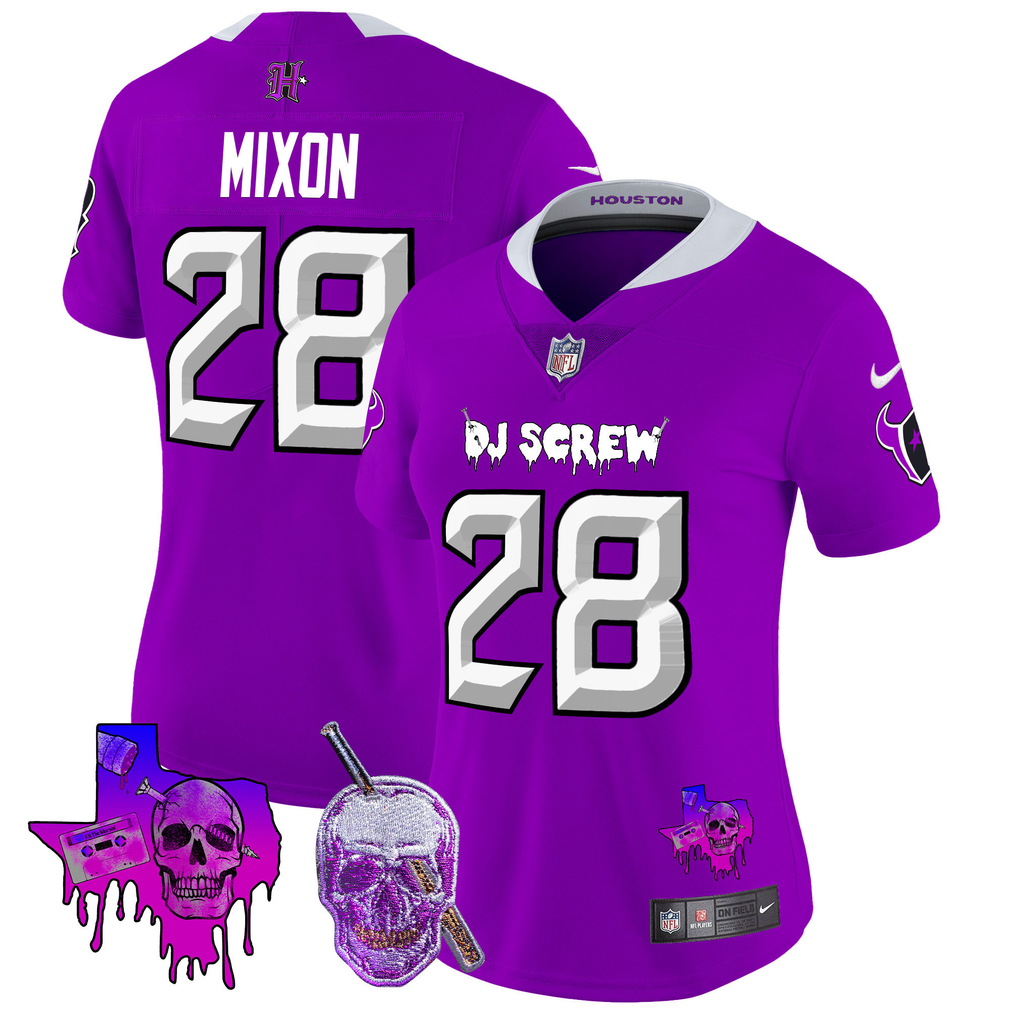 Joe Mixon Women's Houston Texans DJ Screw Vapor Limited Purple Jersey - All Stitched